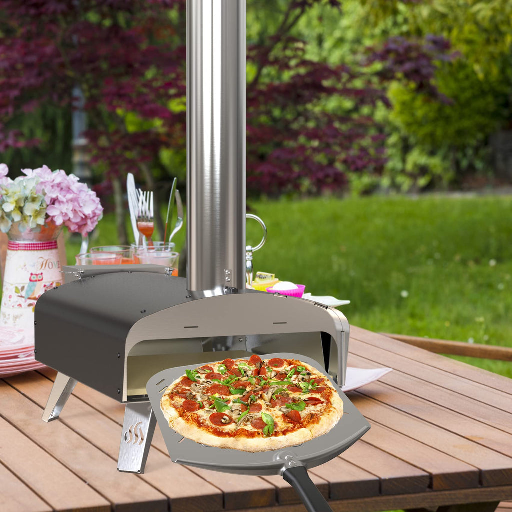 Q Pizza Pizza Peel, 12" Perforated Metal Pizza Paddle for Grill Oven - Pizza Spatula for Baking Bread Pastry Dough Pie Cake, Aluminum, PT201