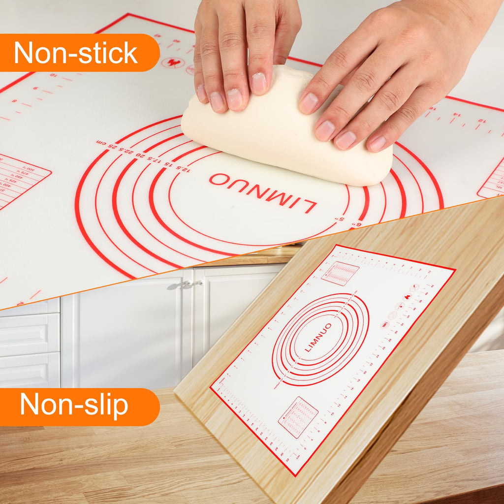 Silicone Pastry Mat - Extra Thick Non Stick Baking, Fondant, Counter, Dough Rolling, Oven Liner, Pie Crust