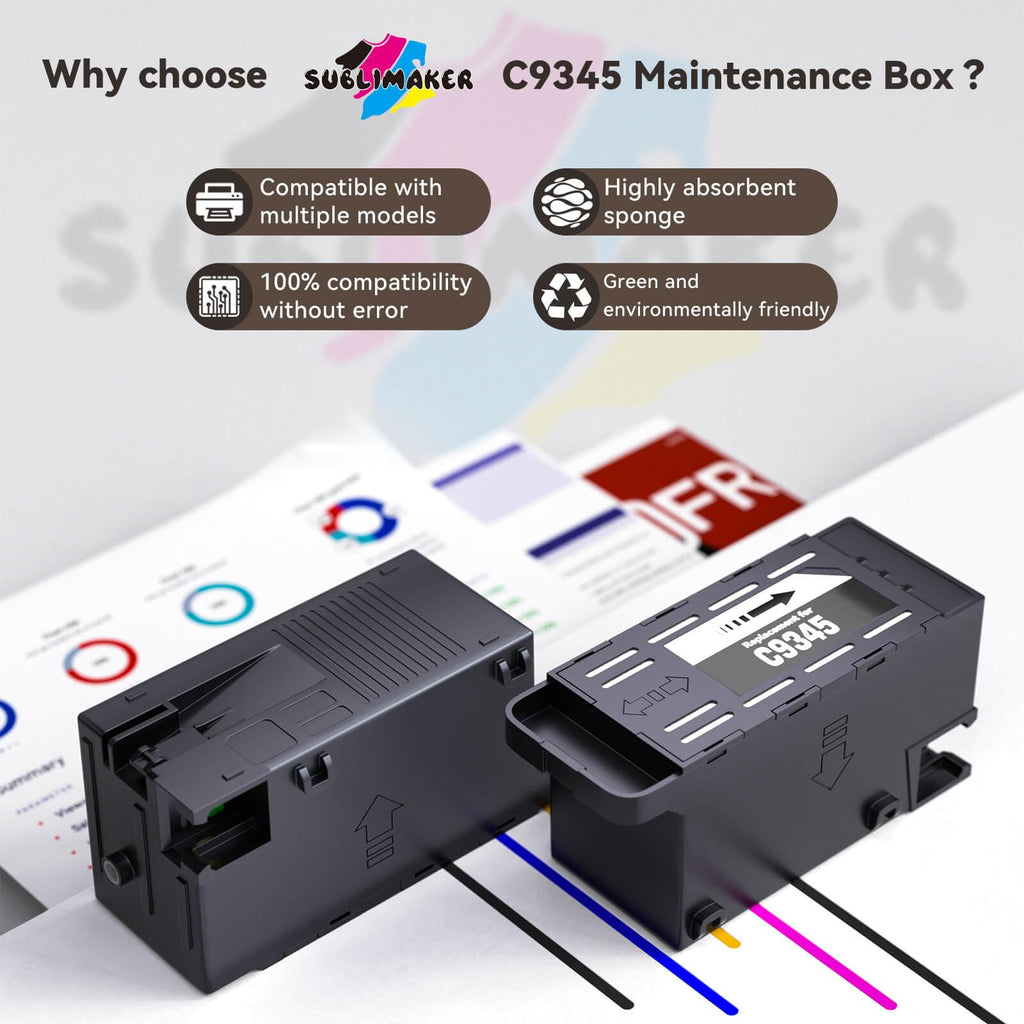 C9345 Ink Maintenance Box Replacement for Epson ET-8550 ET-8500 ET-5850 ET-5800 ET-16600 ET-16650 ET-5880 WF-7840 WF-7310 WF-M4119 WF-M4619 WF-7820 Printer, for Ecotank C9345 Maintenance Box (2 Packs)