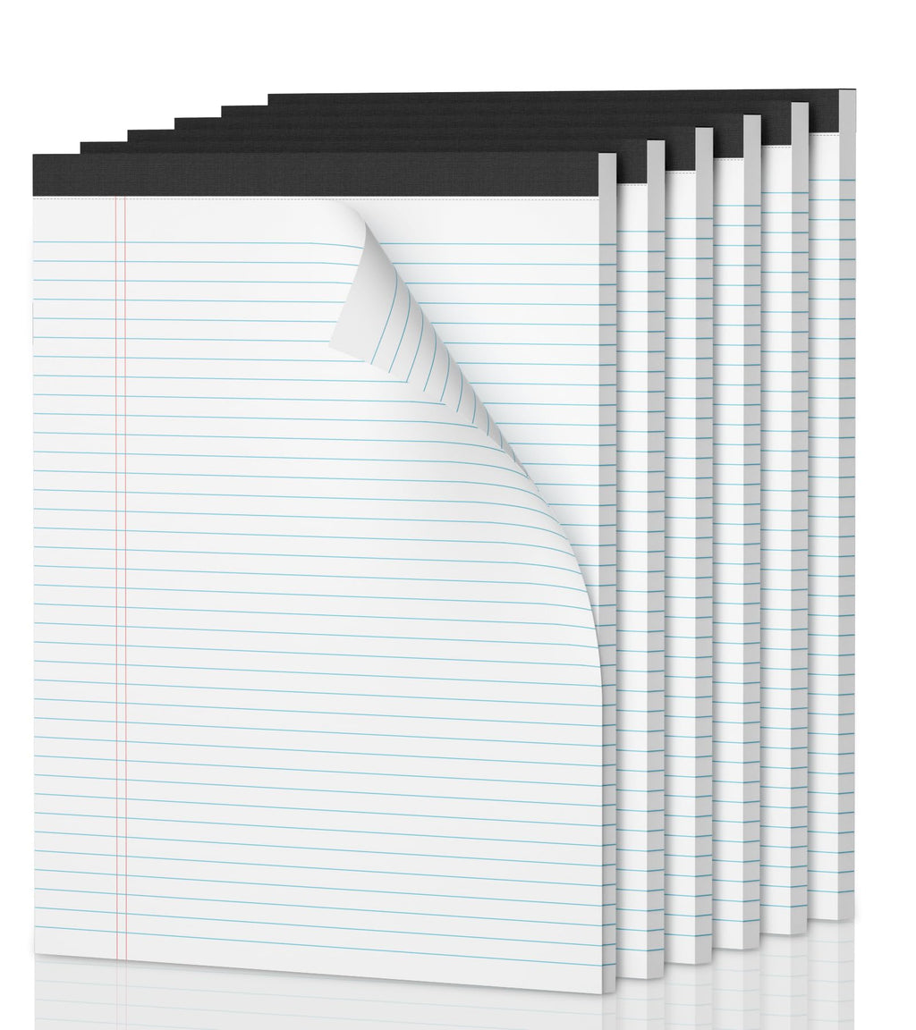 Legal Pads 8.5 x 11 College Ruled Note Pads, 6 Pack Notepads 8.5 x 11 Lined Paper Narrow Ruled Writing Pads, 30 Sheets Per Note Pad, Micro Perforated White Legal Pad 8.5 x 11 for Work/School/Office