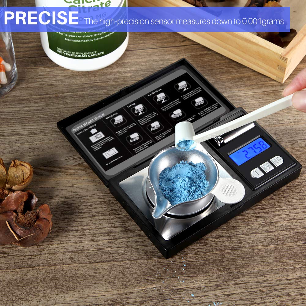 THINKSCALE Milligram Scale, 50g/0.001g Digital Jewelry Scale, Mg Scale 6 Units, Micro Gram Scale, Powder Scale for Reloading, Medicine, Gem, Cal Weight Included