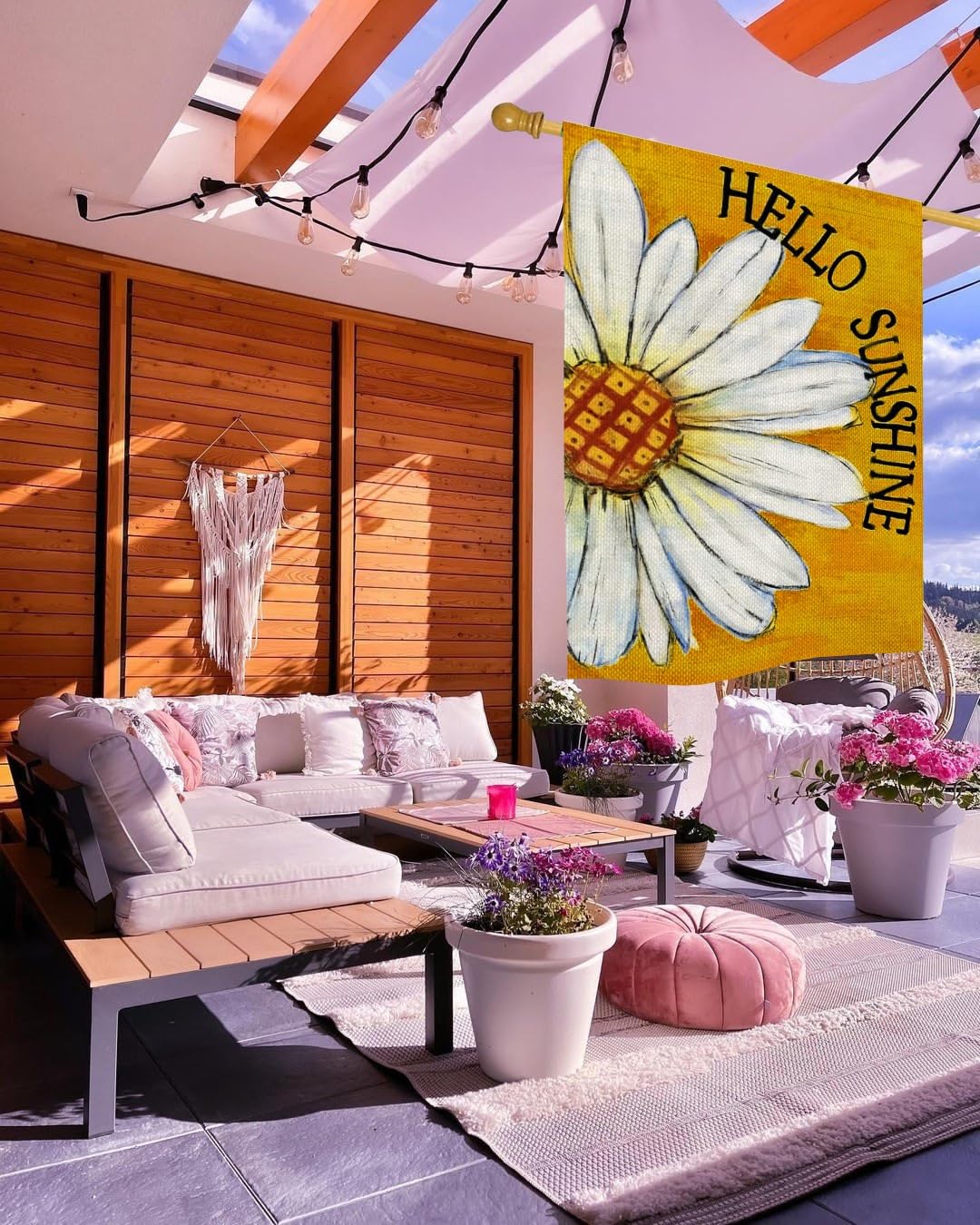 Spring Summer Flag 28 x 40 Double Sided, Large Outdoor Flag for Garden Yard and House, Floral Decorative flag for Outside