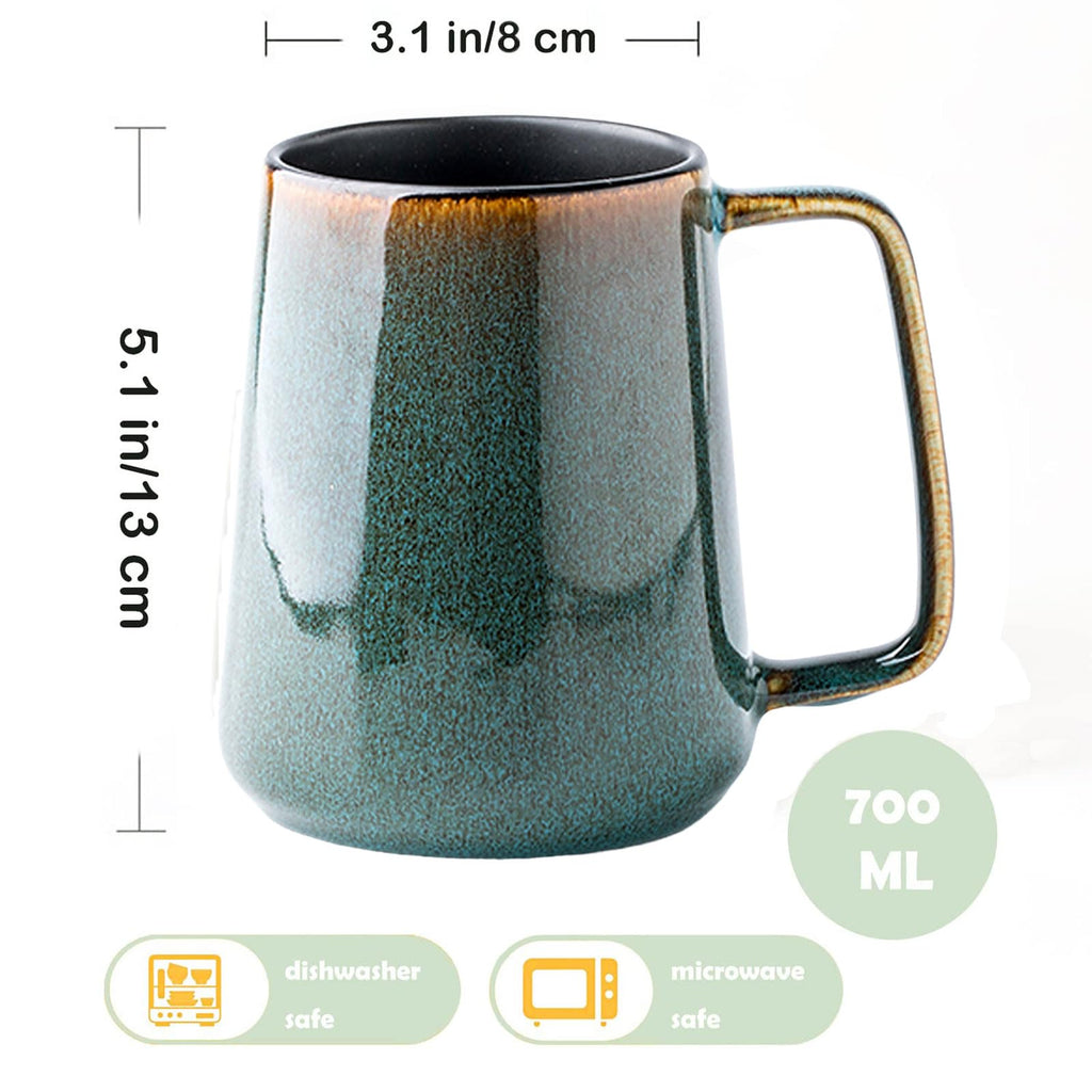 Large Ceramics Coffee Mugs,24 OZ,Large Handle Design,Extra Large Tea and Coffee Cup for Office and Home，Microwave and Dishwasher Safe(Color:24 oz Green).