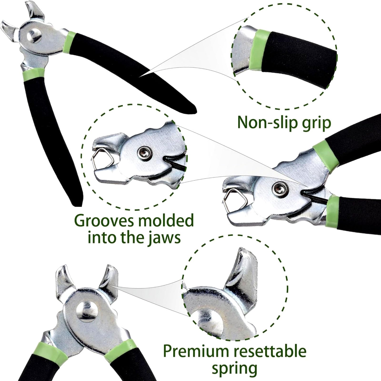 Hog Ring Pliers Kit with 270 Pcs 3/4" 1/2" 3/8" Galvanized Steel Hog Rings,Hog Ring Pliers Kit for Auto Upholstery and Fencing,Bagging,DIYCraft,Furniture