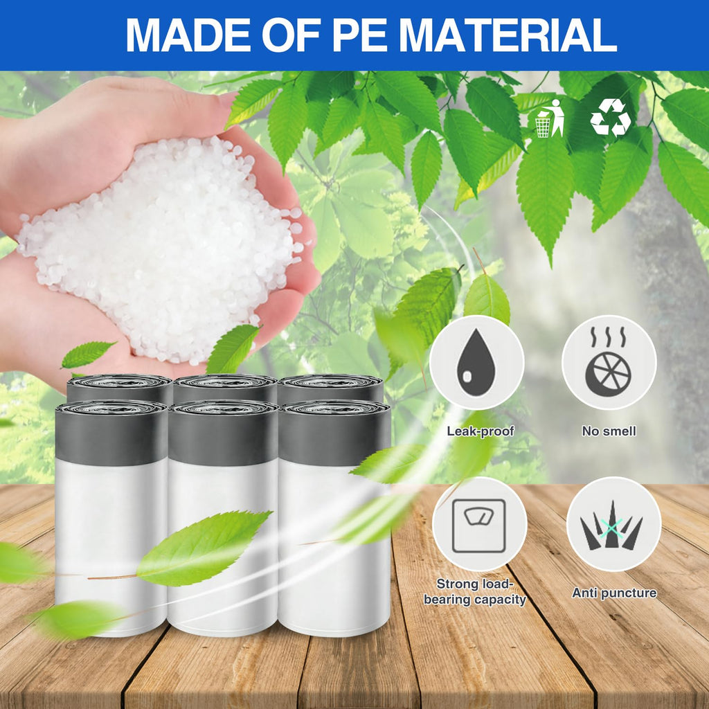 Charmount 210 Counts Small Garbage Bags -4 Gallon Drawstring Trash Bags for Bathroom, Kitchen, Bedroom, Office and Car, 10-15L Unscented,Semi-Transparent White