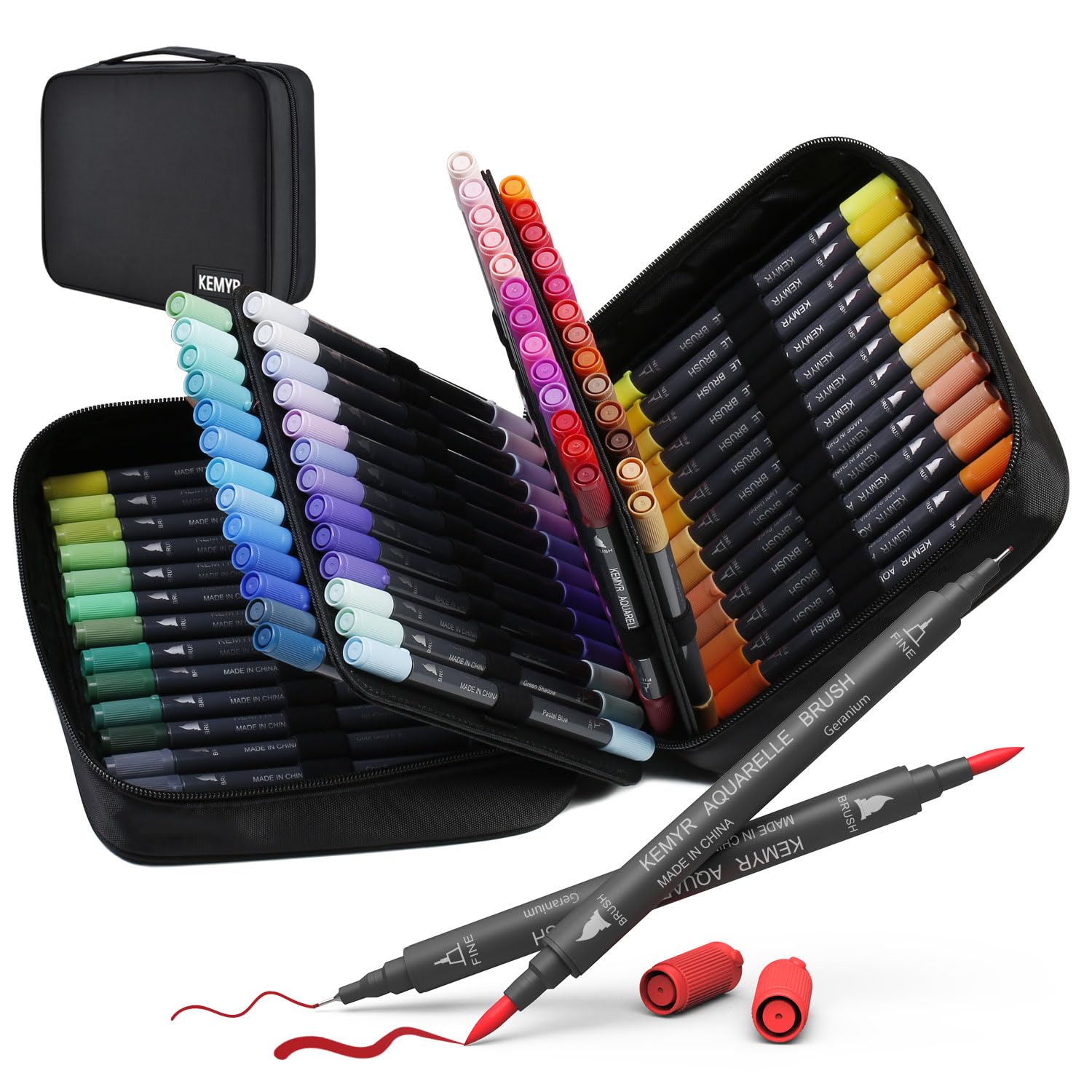 KEMYR Markers for Adult Coloring Books: 80 Colors Markers Set Dual Tips Fine & Brush Pens Water-Based Art Markers for Adults Drawing Sketching Bullet Journal Writing Lettering No bleeding
