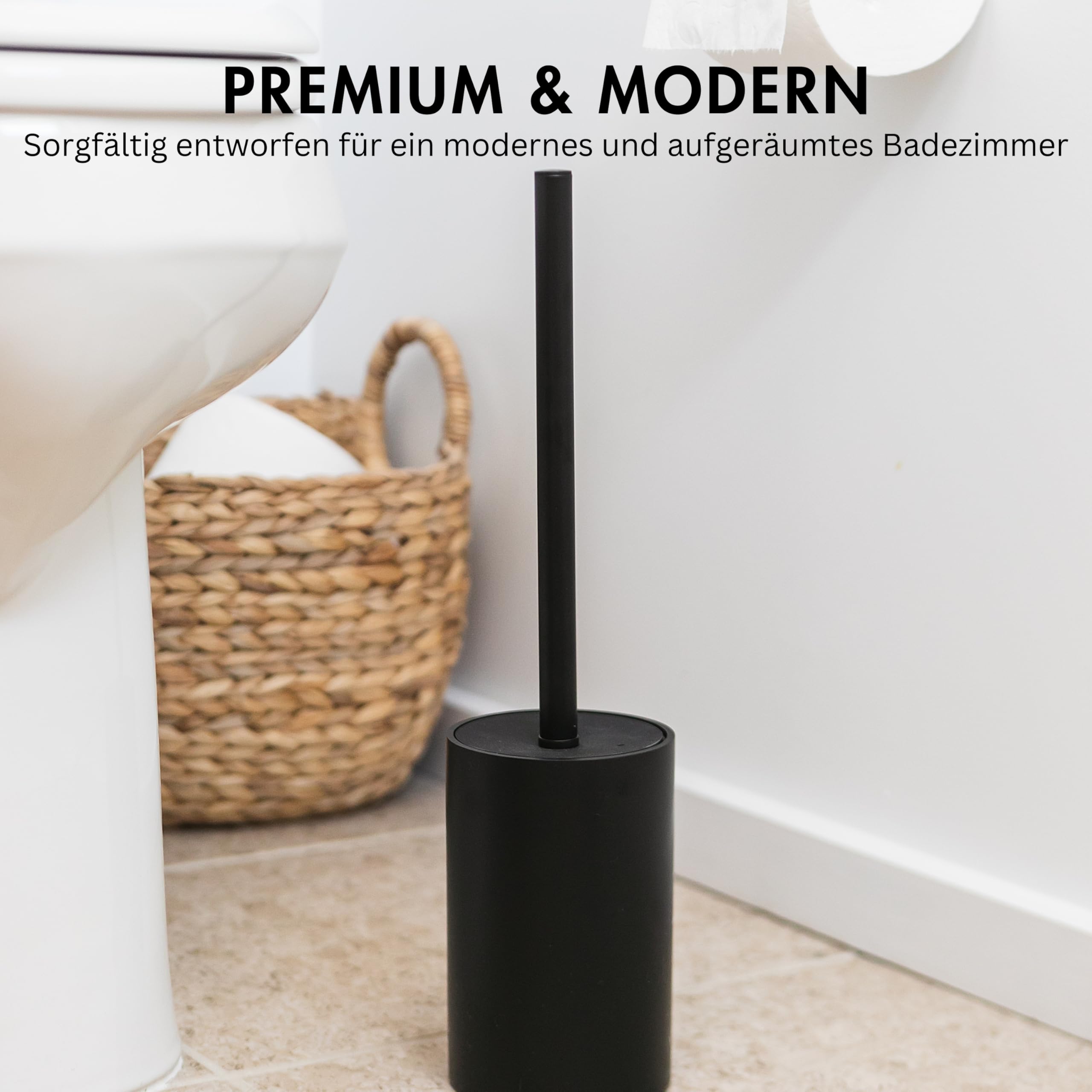 Matte Black Toilet Bowl Brush for Bathroom with Holder - Sleek Design, Sturdy, and Durable