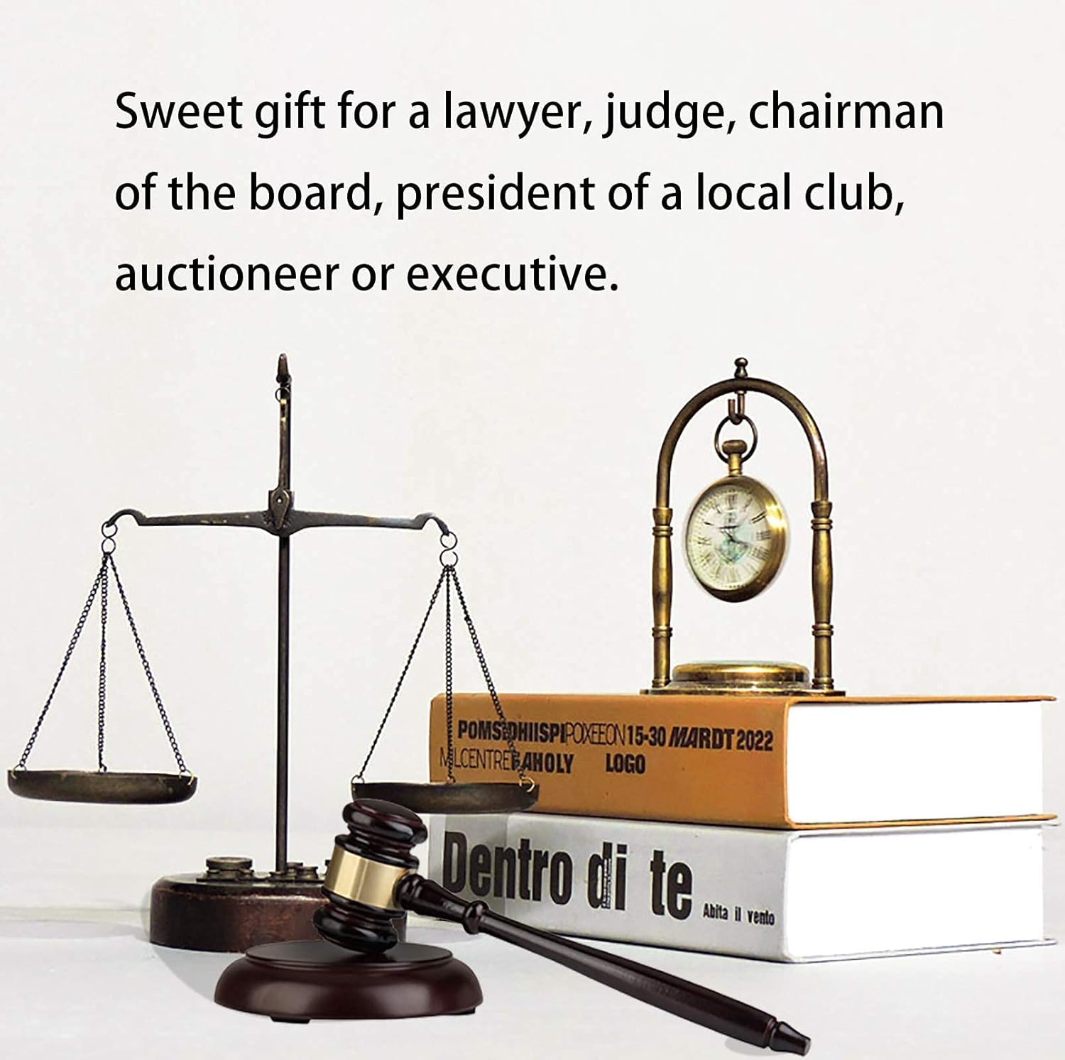 WUWEOT Gavel and Block Set, Handcrafted Vintage Old View Finish Wood Gavel and Round Hammer Sound Block Perfect for Judge, Lawyer, Meeting, Auction Sale, and Gifts