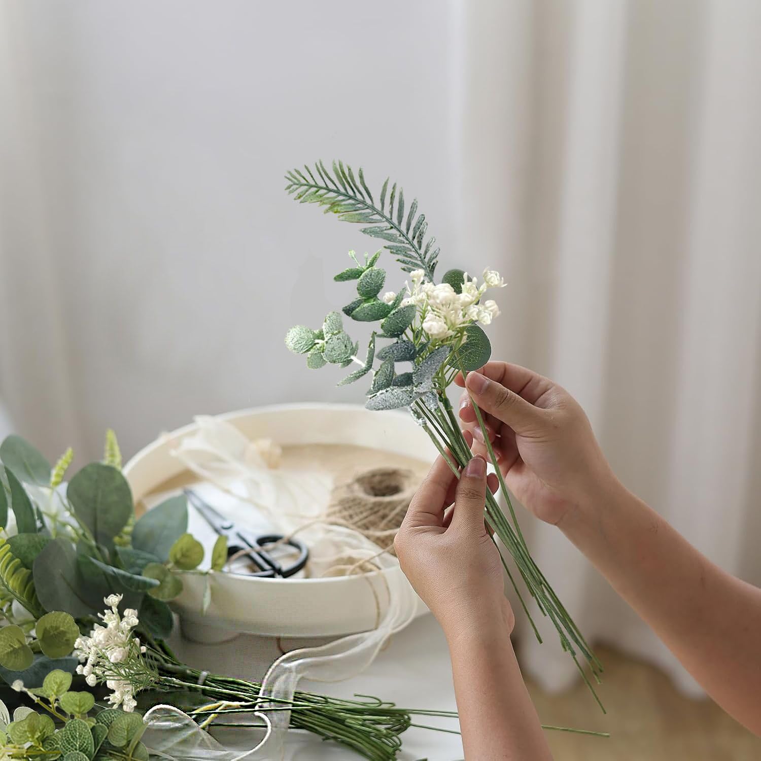 OrgMemory 78Pcs Faux Flowers, Artificial Greenery Stems, Greenery for Centerpieces for DIY Bridal Bouquets Wedding Floral Arrangement Table Centerpieces