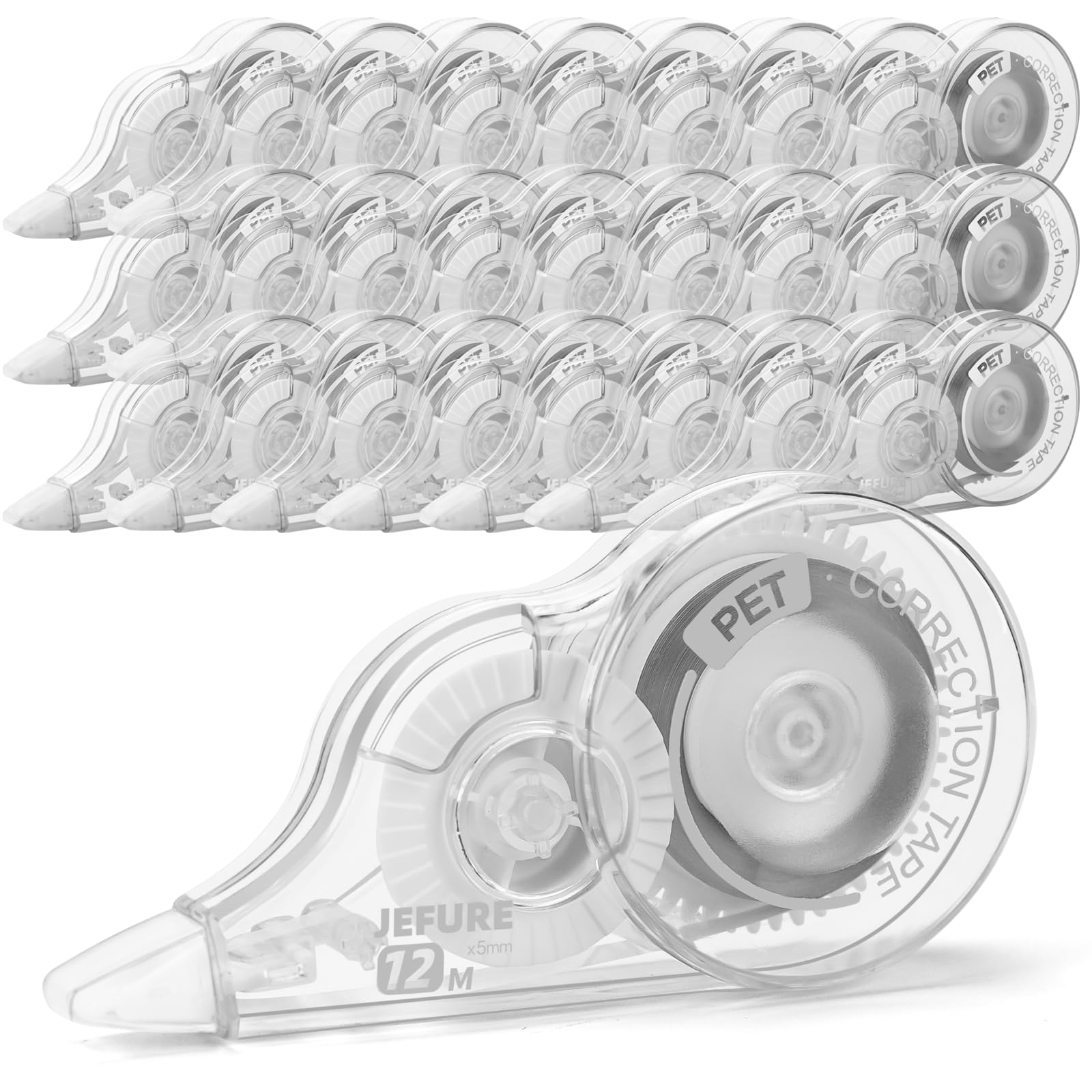 JEFURE 30 Pcs 39.4 Ft Correction Tape, Tear-Resistant Tape Bulk for School, Office, Note Taking, Journal (Tape Width 0.2 in, Clear)