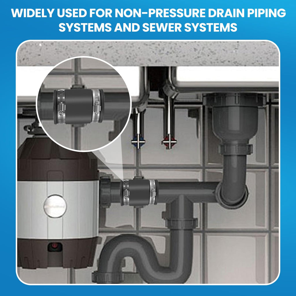 DLYYPLUS 2 Pcs 1-1/2 in Flexible PVC Pipe Coupling with Stainless Steel Clamps Fit 1-1/2 in Nominal Pipes, Couplers for Plastic and Copper Pipe Plumbing Connections, Drain Repair, Dust Hose