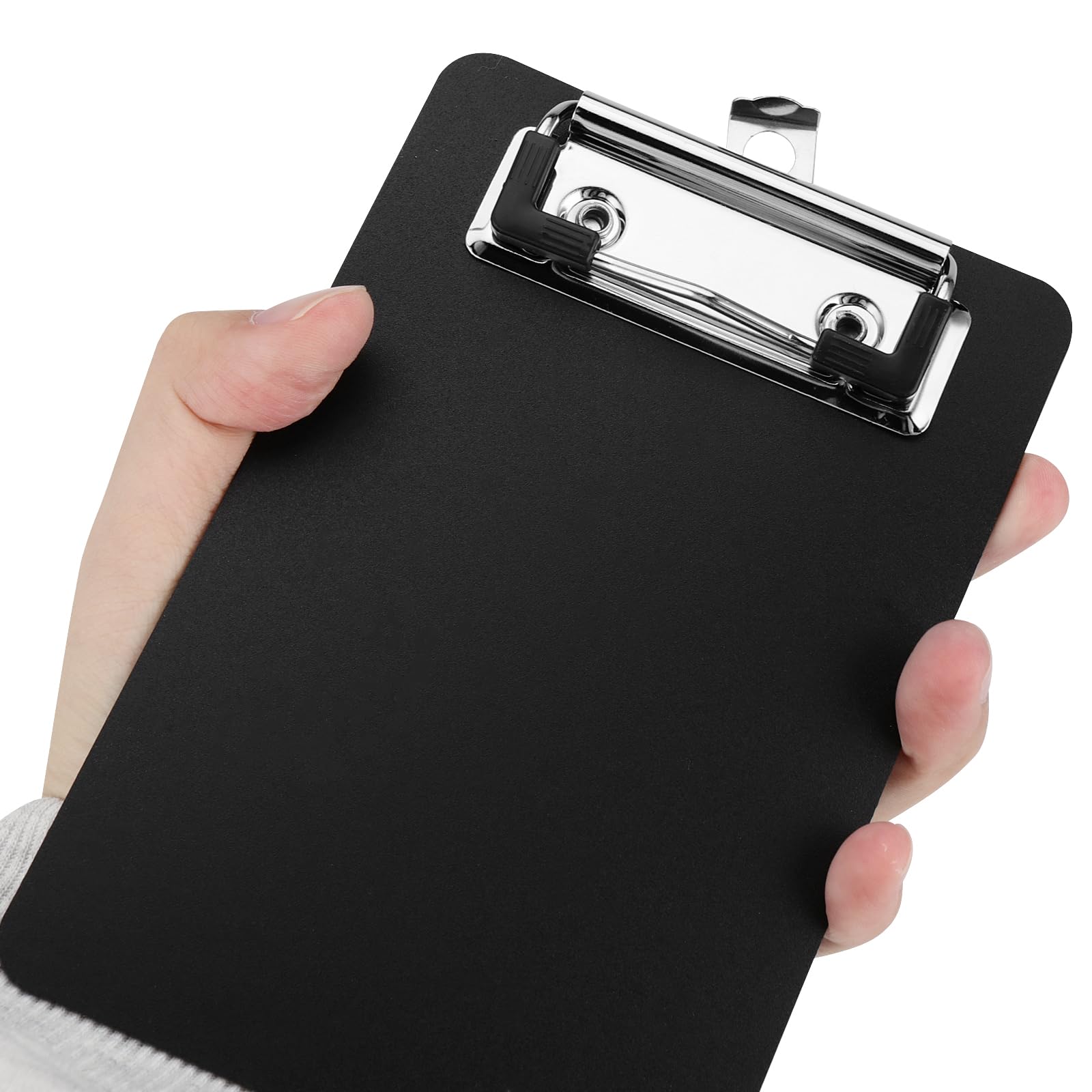 MUKLEI 16 Pack 4 x 6 Inch Black Mini Clipboards, Memo Small Clipboards Low Profile Clip, Cute Plastic Clipboard Pocket Clipboard for Classrooms, Restaurants, Offices