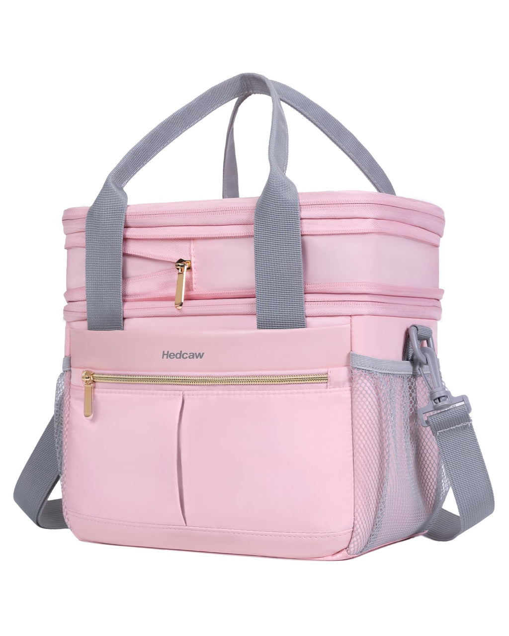 Hedcaw Lunch Box for Women Double Deck Insulated Lunch Bag Women Expandable Leakproof Reusable Lunch Cooler Bag for Work, Office, Picnic, Pink