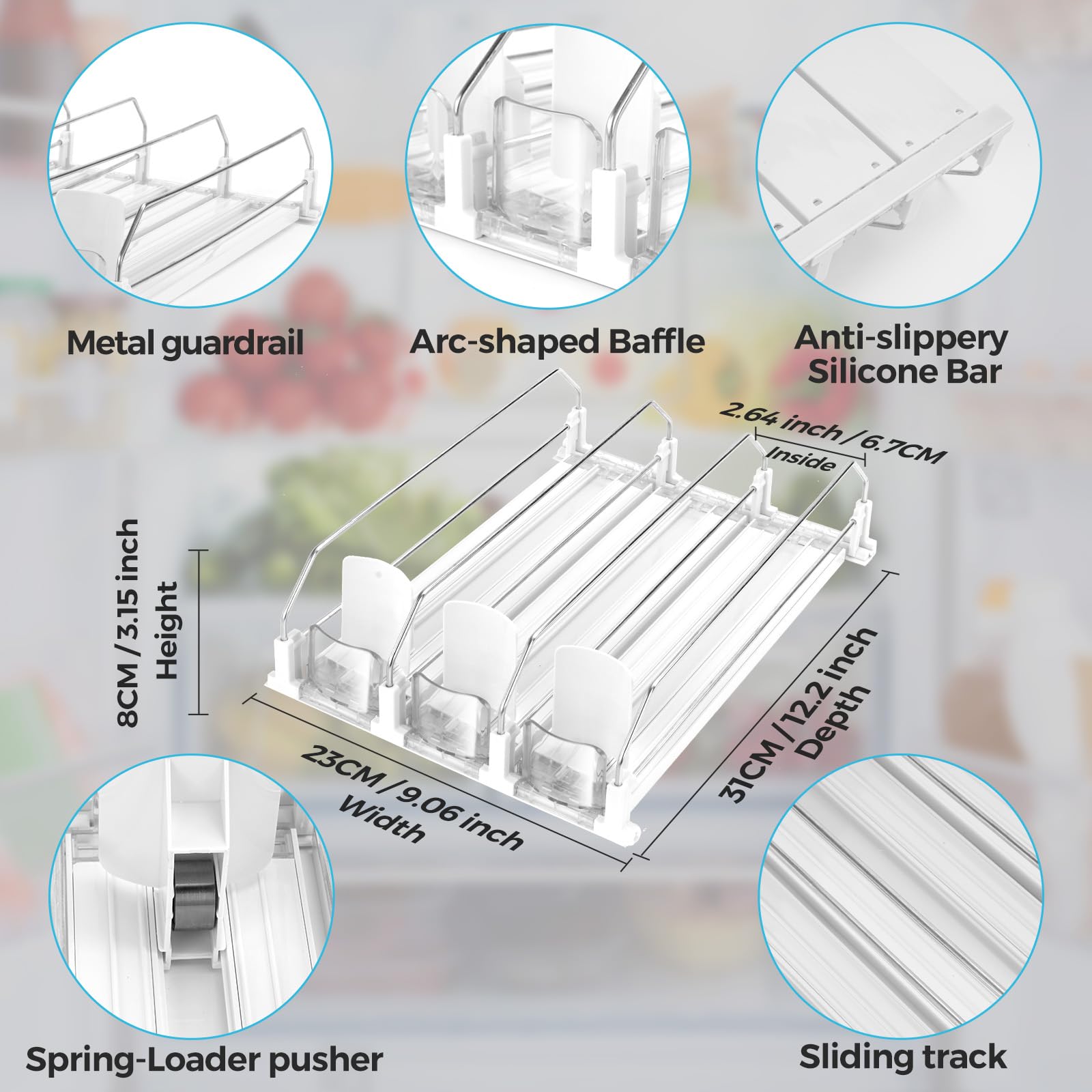 Automatic Soda Can Organizer for Refrigerator Already Assembled Can Dispenser for Soda Seltzer Drink Pop Can Holder Self-Pushing Drink Organizer for Fridge Storage 12 cans of 11.15oz 12oz 16oz 16.9oz