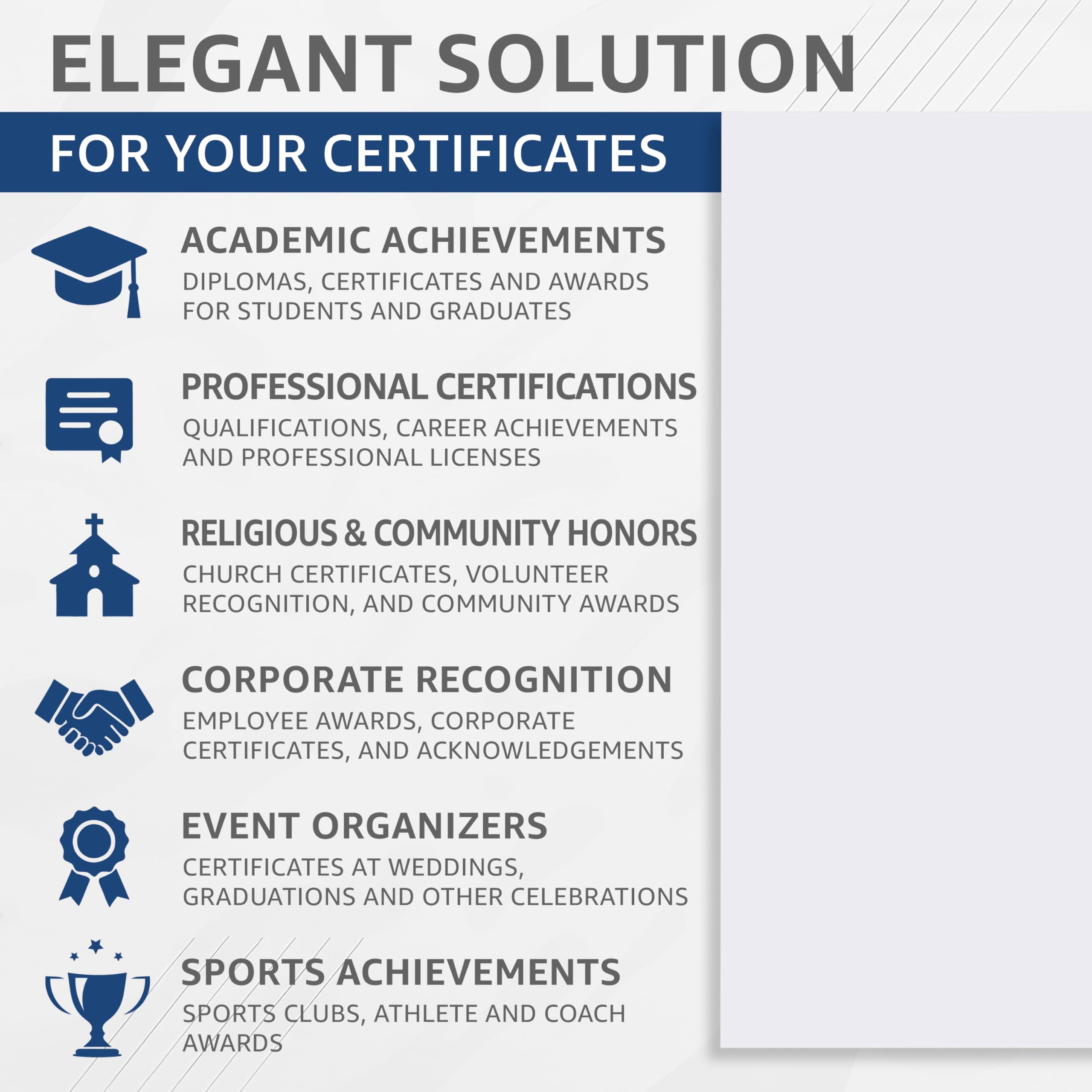 50 Certificate Paper 8.5 x 11 for Printing - Blank Certificate Papers for Award Certificates & Diploma Paper - Premium White Award Papers Cardstock for Awards & Certificates Graduation