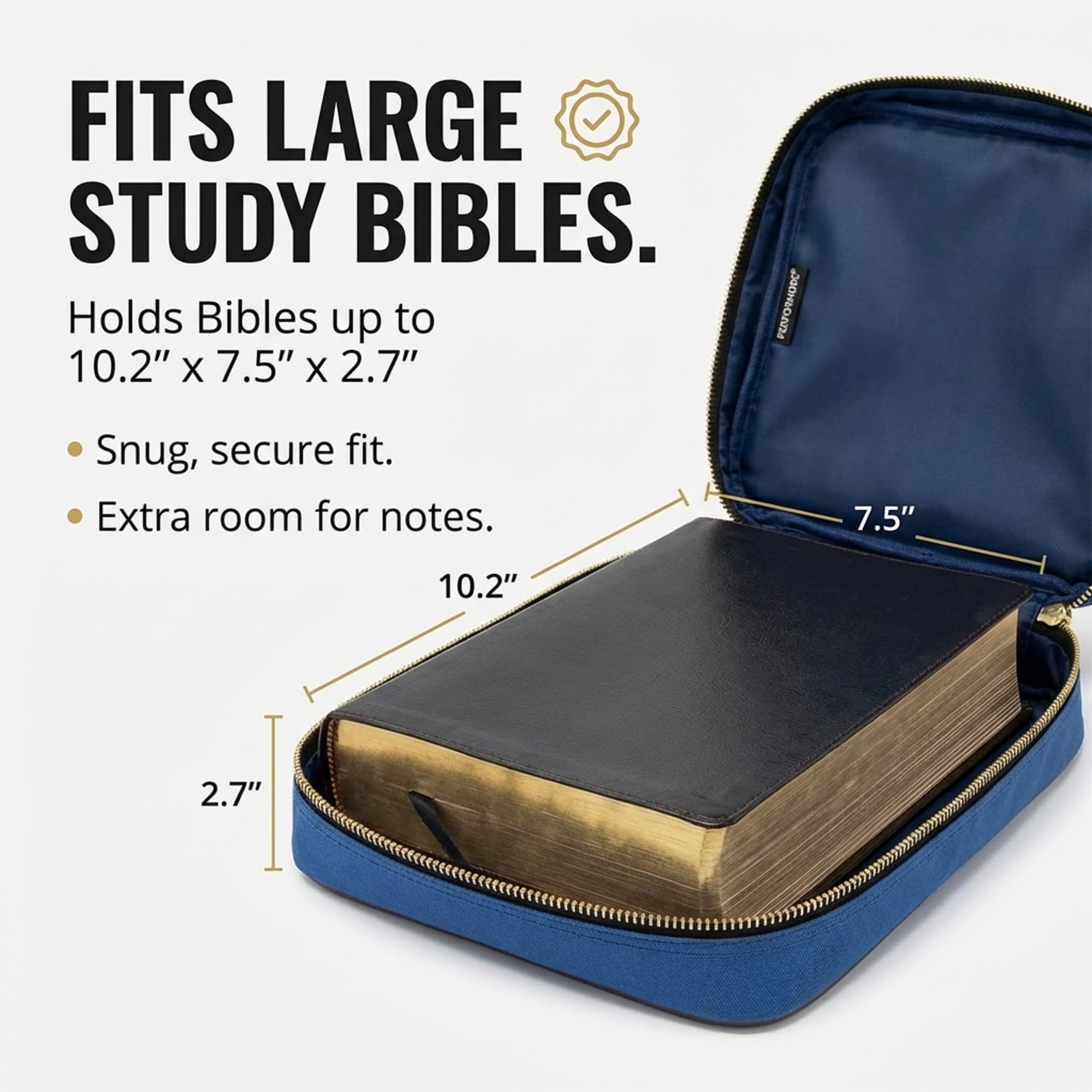 Performore Bible Cover for Men & Boys, Blue Jean Canvas Bible Case with Handle and Zipper, Large Carrying Case for Kids, Heavy Duty Church Bag, Water-Resistant, Christian Gifts, 10.2 x 7.5 x 2.7 in