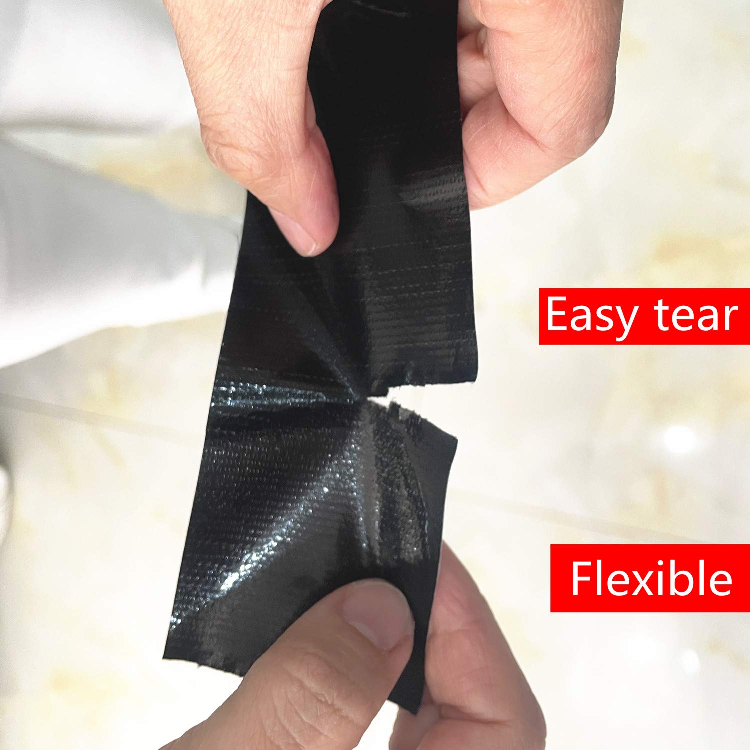 5-Pack Black Heavy Duty Duct Tape, 210micx2 inches x 30 Yards, Strong, Flexible, No Residue, All-Weather and Tear by Hand - Bulk Value for Repairs, Industrial, Professional Use (Black)