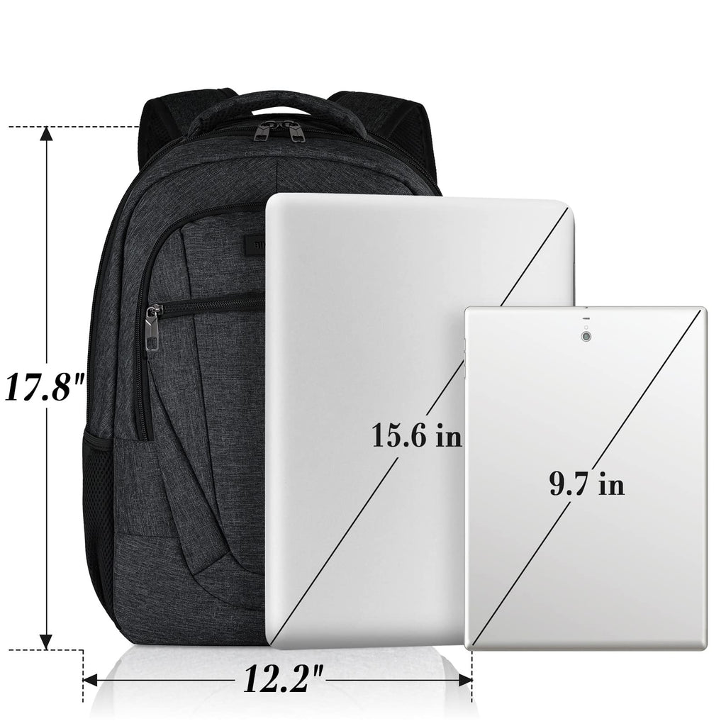 Backpack for Men and Women, School Backpacks for Teen Boys and Girls, Black Water Resistant Back Pack, Business Men Sturdy Computer Bag with USB Charging Port, Gifts