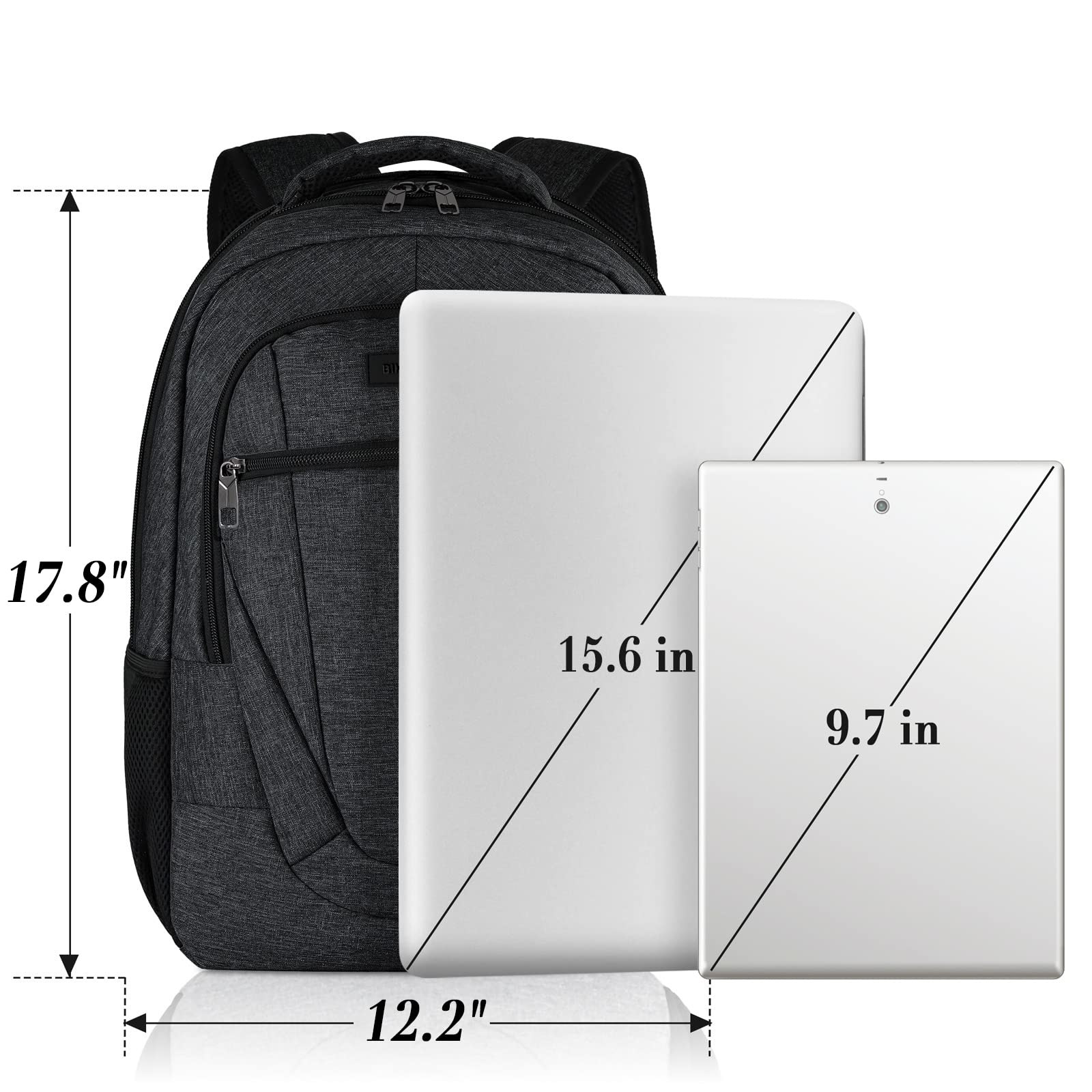 Backpack for Men and Women, School Backpacks for Teen Boys and Girls, Black Water Resistant Back Pack, Business Men Sturdy Computer Bag with USB Charging Port, Gifts