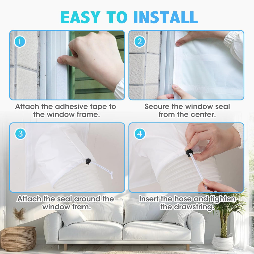 400CM (157 inch) Universal Window Seal for Portable Air Conditioner and Tumble Dryer, Sealing AC Vent Kit with Adhesive Fastener