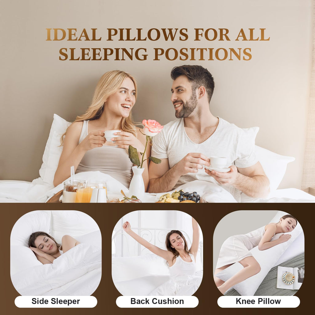 SHERWOOD Body Pillow 20 x 54 Inch Long Pillow, White Cotton Fabric with Down Alternative Filling (Body Pillow)