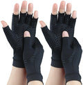 SHIFANQI 2 Pairs Copper Arthritis Gloves for Carpal Tunnel, Compression for Hand Pain Relief, Swelling - Fingerless Typing for Rheumatoid, Tendonitis (Women & Men, Small)