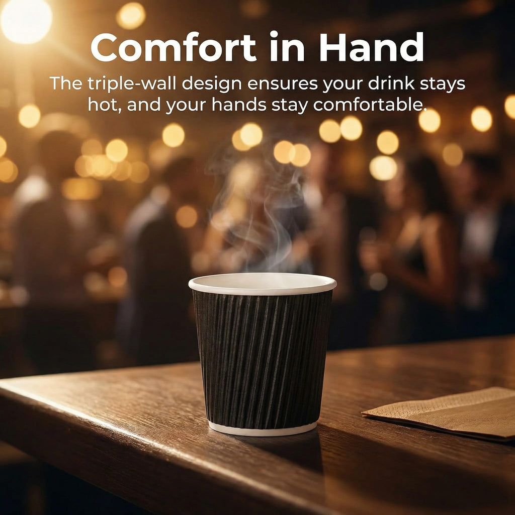 Nicunom 250 Pcs Disposable Espresso Cups 4 oz, Premium Insulated Paper Espresso Cup Corrugated Disposable Coffee Cups Small Ripple Wall Hot Cup for Hot Beverage or Cold Drinks