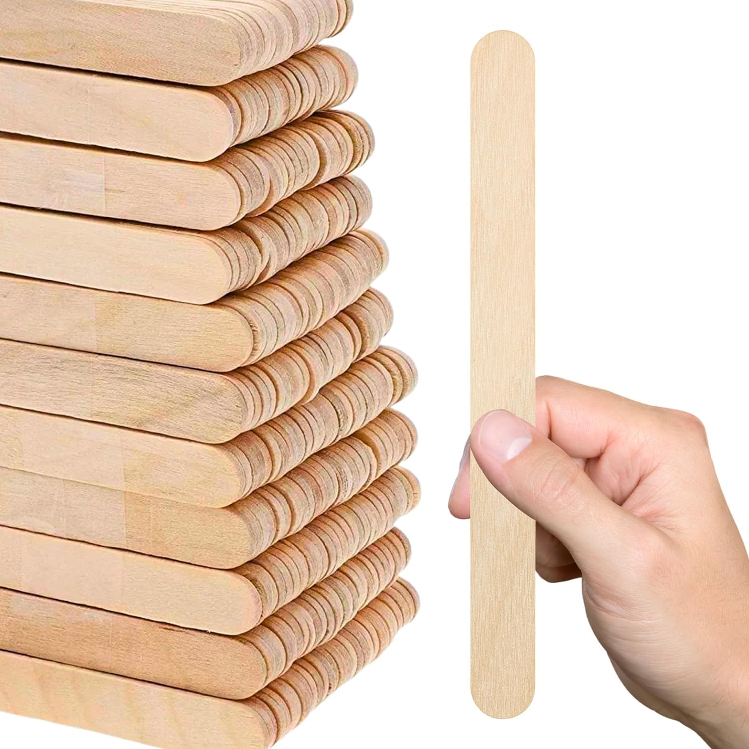 200PCS Wooden Sticks for Crafts – 8 Inch Wooden Sticks for Crafting Jumbo Bulk for DIY Jumbo Popsicle Rods for Waxing