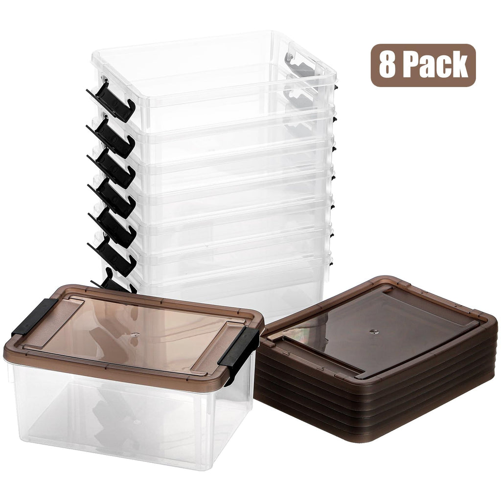 Nicunom 8 Pack 3 L Small Plastic Storage Bins with Lids, 9.1" x 6.7" x 4.1" Clear Storage Box Containers Stackable Latching Box with Lid Storage Containers for Organizing