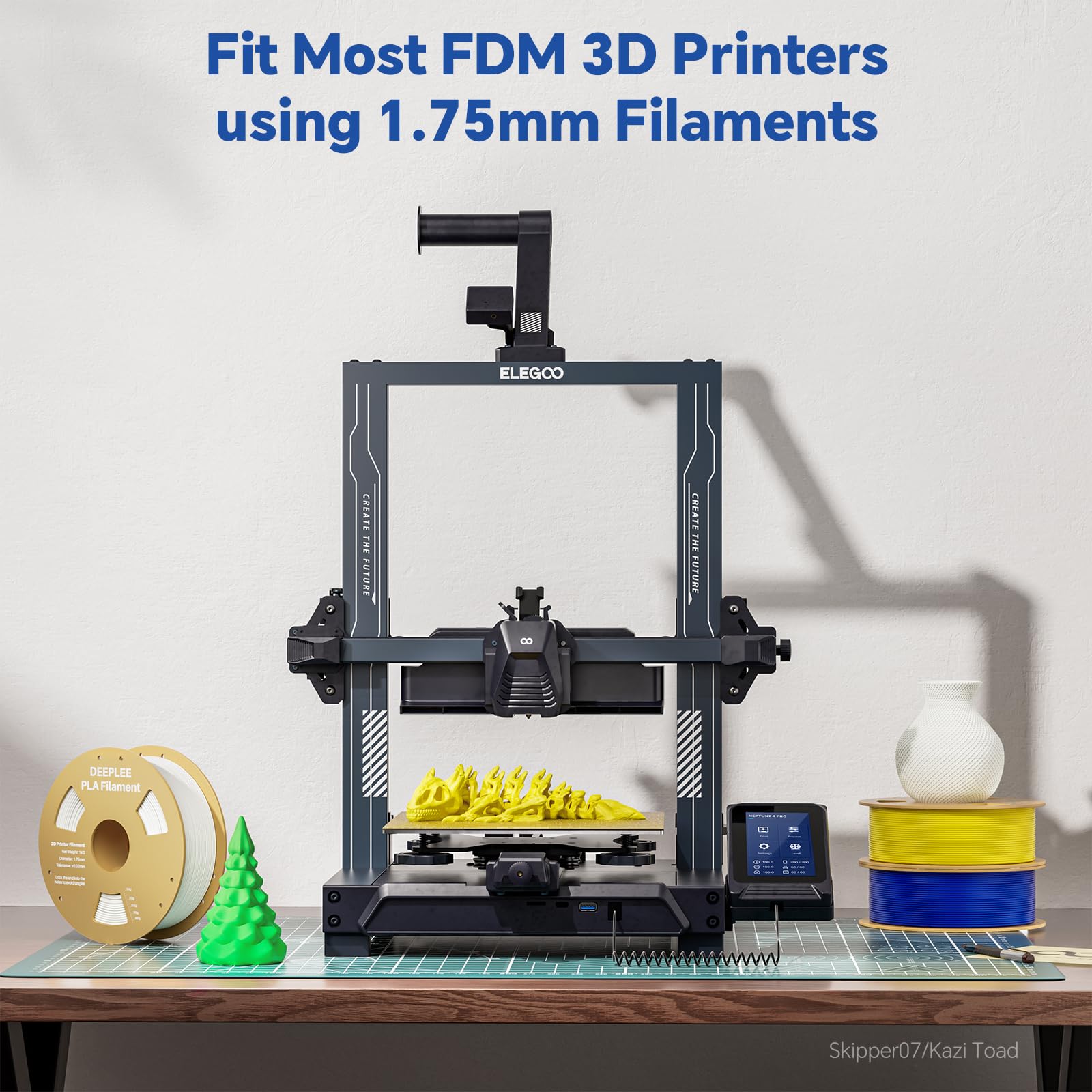 DEEPLEE PLA 1.75mm 3D Printer Filament, Dimensional Accuracy +/- 0.02mm, Neatly Wound, No Clogging, Vacuum Package, Fits for Most FDM 3D Printers, Cardboard Spool 1kg White