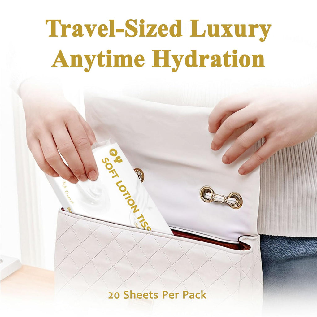 QingYa Lotion Facial Tissues, 20-Pack Ultra Soft 6-Ply Thicken,Travel Size Multipack Pocket Tissue, Hypoallergenic for Sensitive Skin and Babies, On-The-Go for Car, Purse, Office (20 Count-Pack of 20)