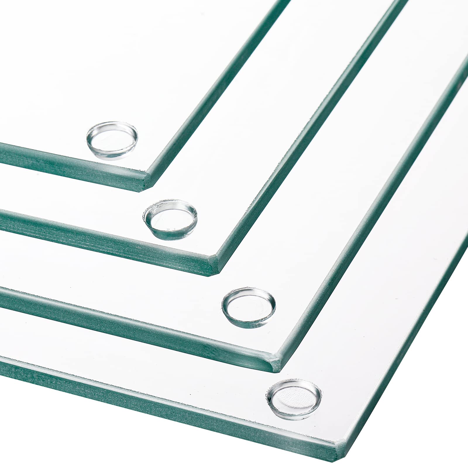 Hacaroa Set of 4 Tempered Glass Cutting Board, 10"x10" Small Square Chopping Board with Rubber Feet, Non-Slip Placemat Tray for Kitchen Countertop, Shatter-Resistant, Clear