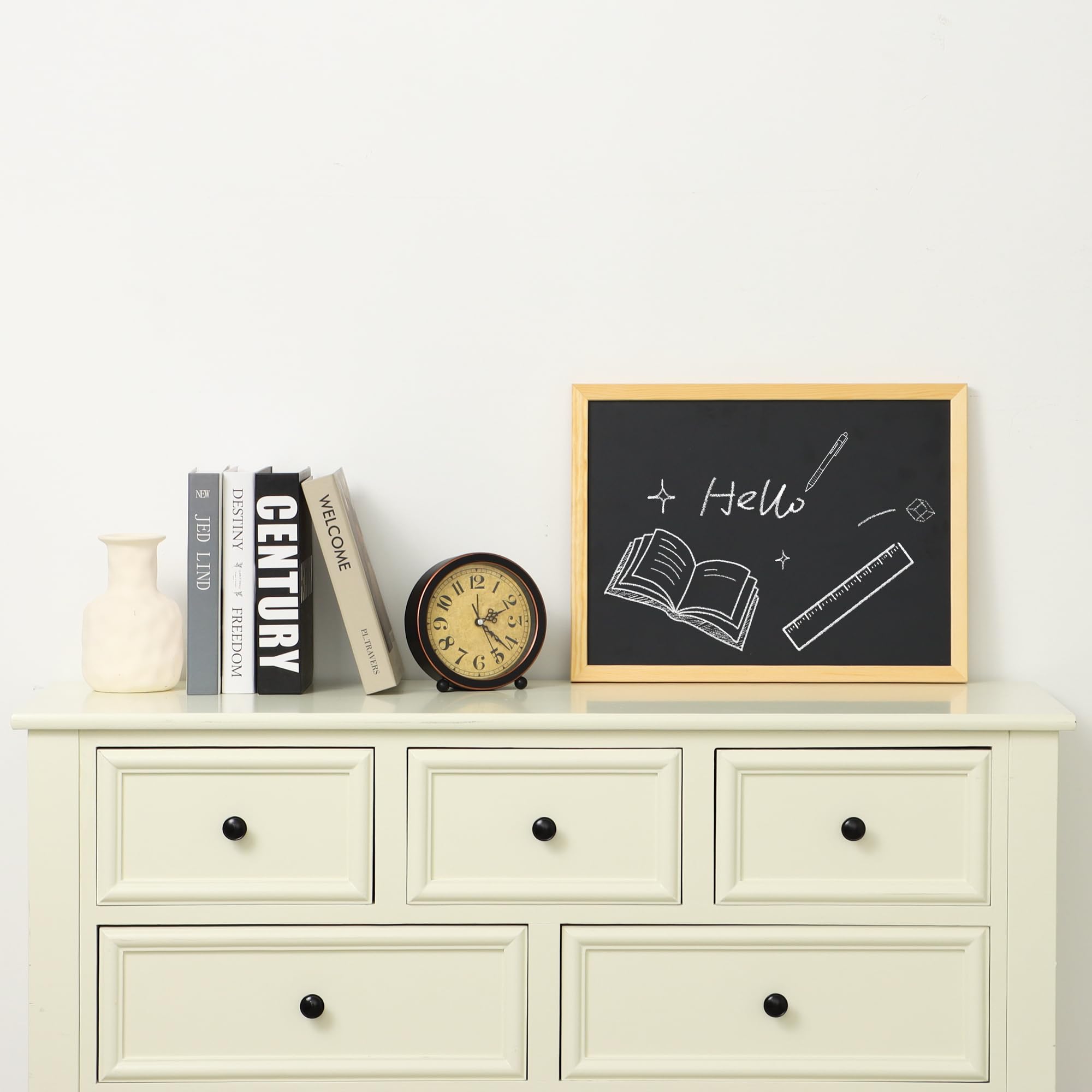 Mordchil HF Chalkboard, 16"x12" Wall Mounted Small Blackboard, Wood Frame Hanging Rustic Chalk Board for School, Office, Home, Restaurant Menu, Kitchen, Natural Wood Color