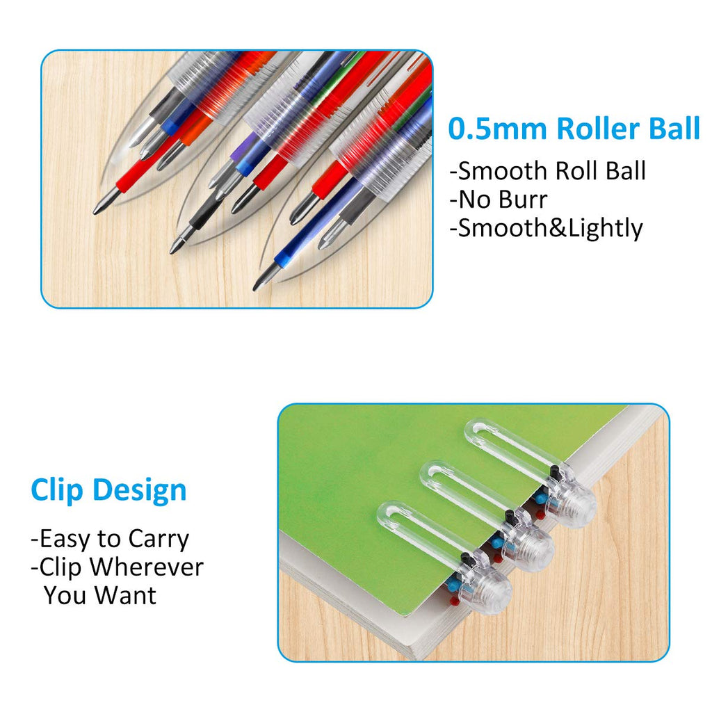 Multicolor Pen - 30 Pack 0.5mm 6-in-1 Retractable Ballpoint Pens for Office School Supplies Students Gift