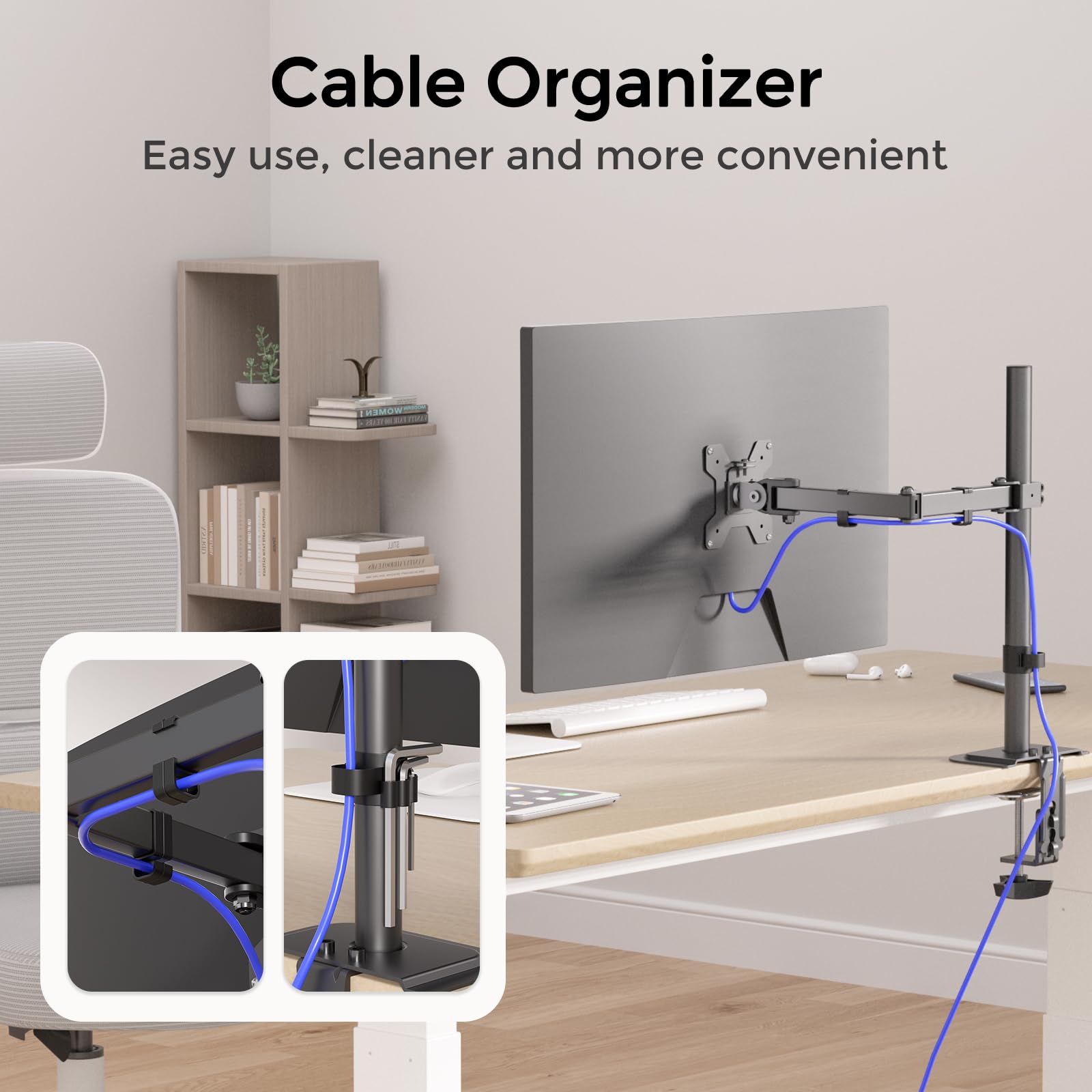 Pholiten Single Monitor Arm,Single Monitor Desk Mount,Adjustable Monitor Mount for 32inch Screen,Holds Up to 22lbs,100x100 Vesa Monitor Stand