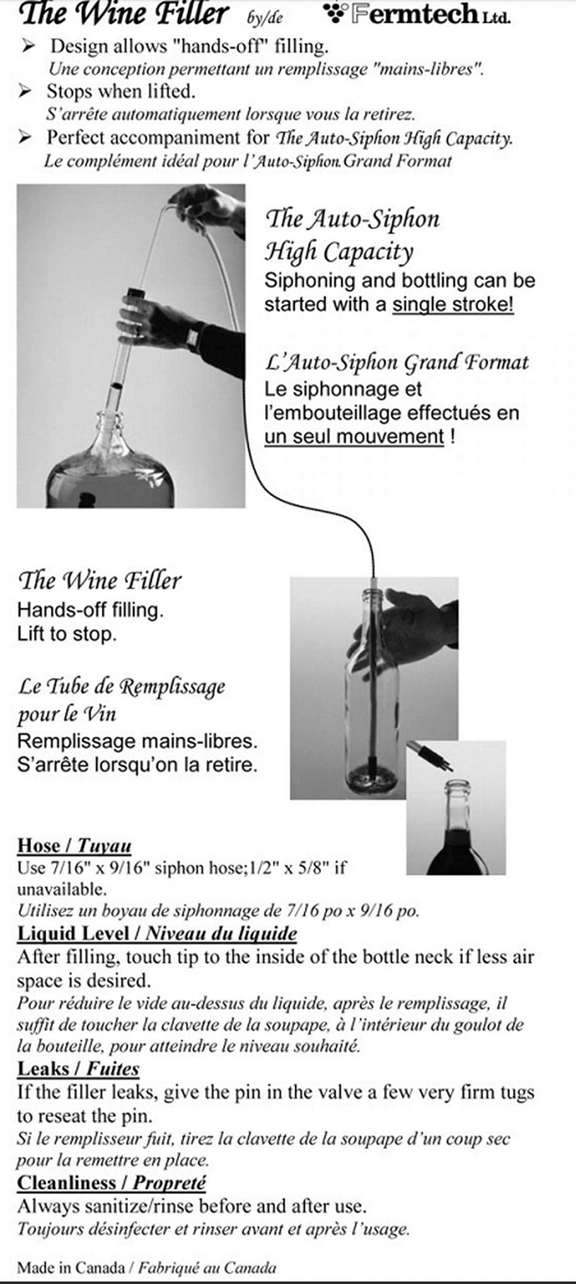Fermtech 1/2" Large Deluxe Siphoning Kit, Large Auto - Siphon, Wine Bottle Filler, Clamp and Tubing by Ubrewusa