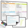 Magnetic Dry Erase Chore Chart Set for Fridge - Used for Multiple Kids - One Chore Chart and Two Bonus Dry Erase Pad/Grocery Boards - 6 Dry Erase Extra Fine Tips Markers Included!
