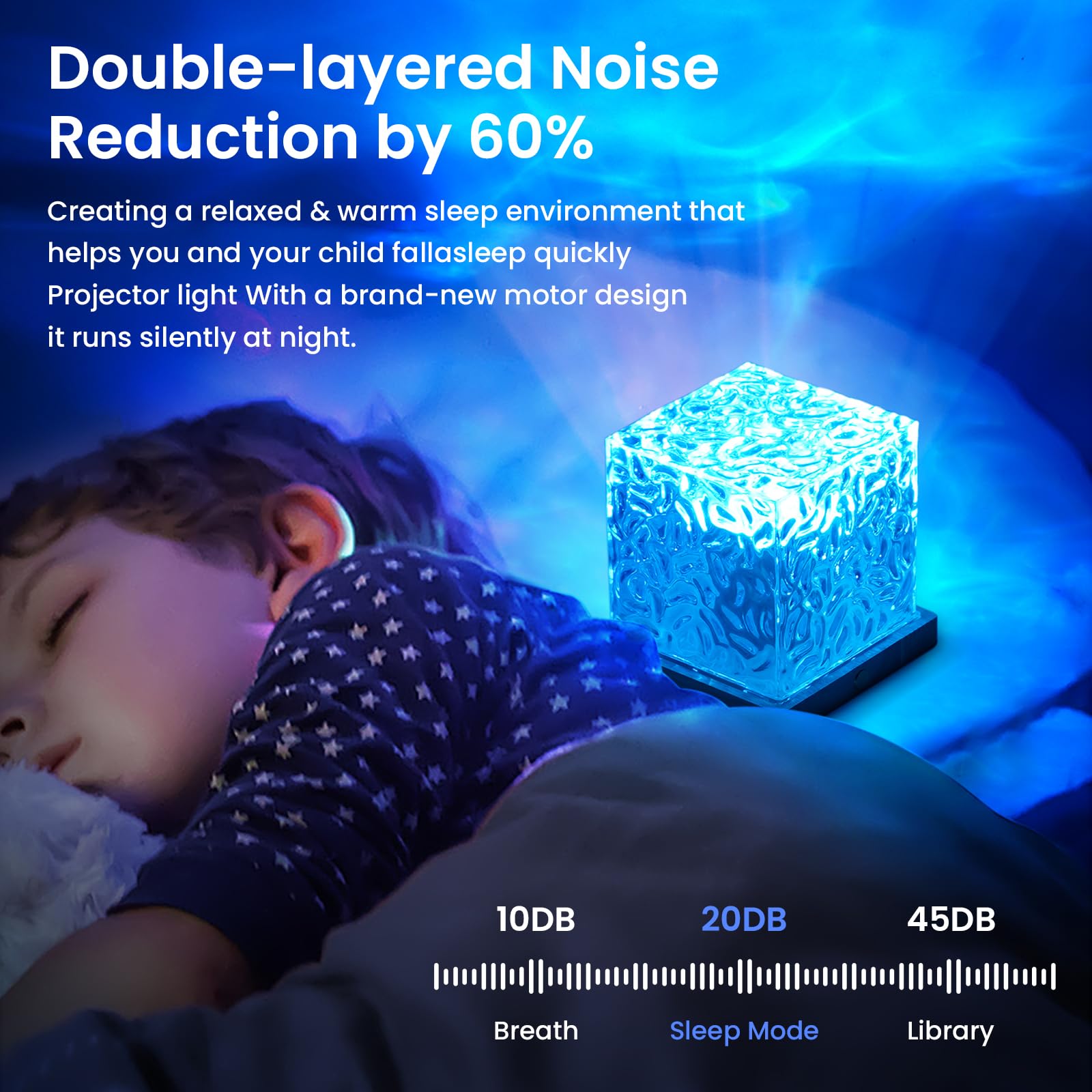 Ocean Wave Projector Light,16 Colors Gradual Water Cube with Remote Control, 3D Water Ripple Romantic Ambient Lighting for Kids Adults,Ocean Wave Night Light for Bedroom
