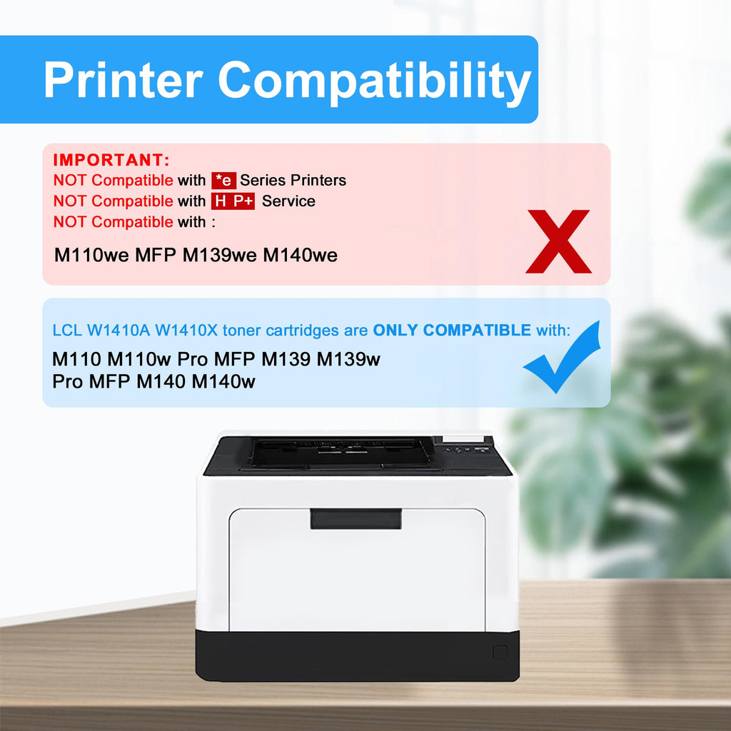 with Chip LCL 141X Black Toner Cartridge Replacement for 141A W1410A 141X W1410X Replacement for HP LaserJet M110 M110w MFP M139 M139w M140 M140w (1-PK)