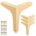 La Vane 6 Inch / 15cm Metal Furniture Legs, Set of 4 - Modern Diamond Triangle Natural Wood DIY Replacement Feet Corner Legs for Cabinet, Sofa, Sideboard, Couch, Dresser Makeover