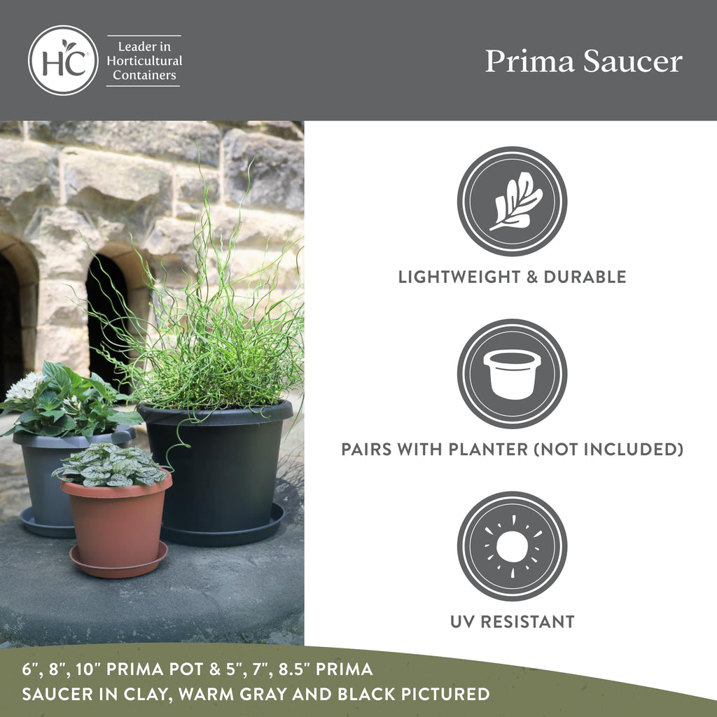 The HC Companies Round Prima Flower Pot Saucers - Plastic Plant Saucer for Outdoors & Indoors - Traditional Plant Pot Trays for Water Drainage -Durable Plant Tray (12-inch Cappuccino, Pack of 2)