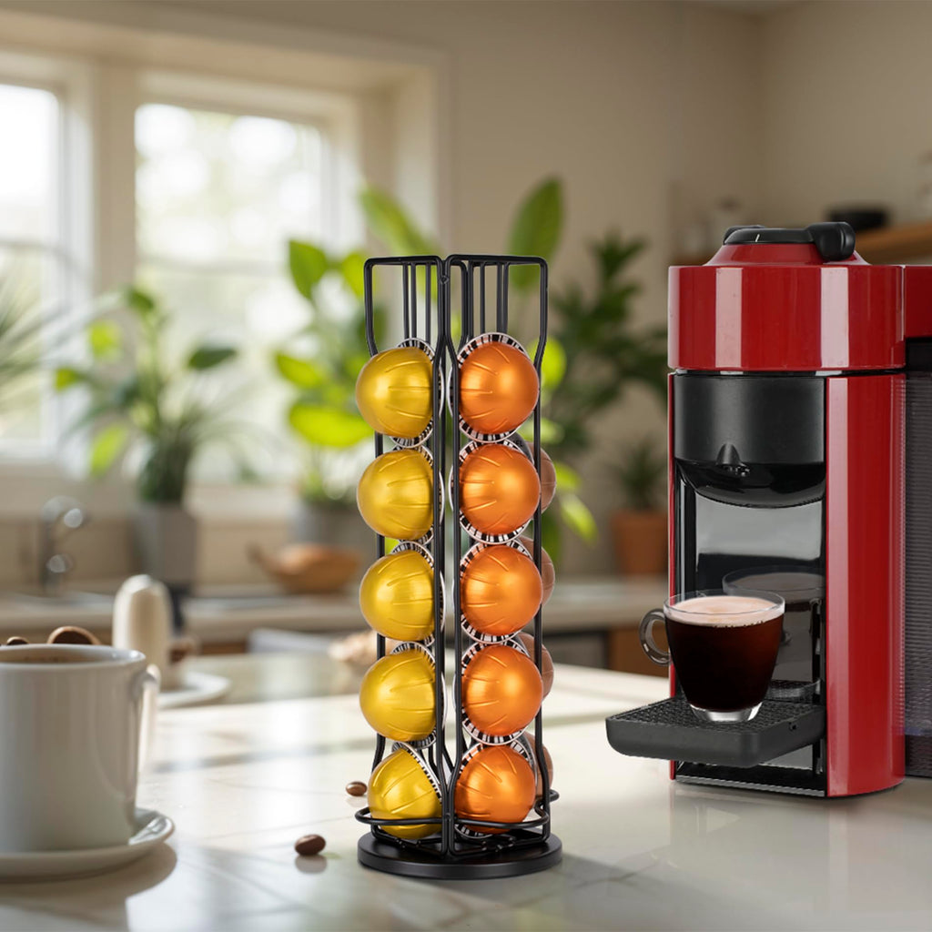 RECAPS Rotary Coffee Pods Holder Stand Compatible with Nespresso Vertuoline Capsules, Hold 20 Vertuo Coffee Pods Organizer with 360 Degree.