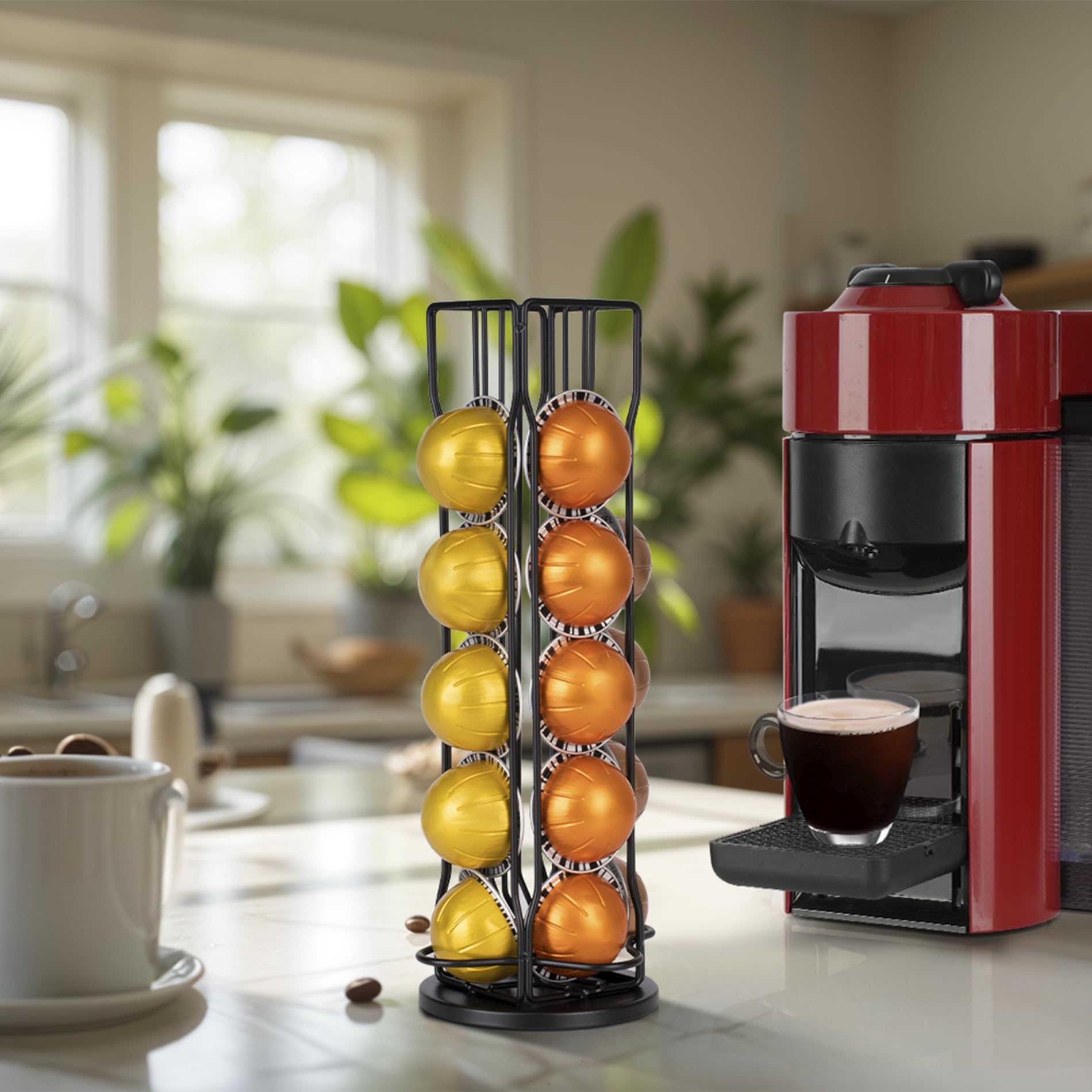 RECAPS Rotary Coffee Pods Holder Stand Compatible with Nespresso Vertuoline Capsules, Hold 20 Vertuo Coffee Pods Organizer with 360 Degree.