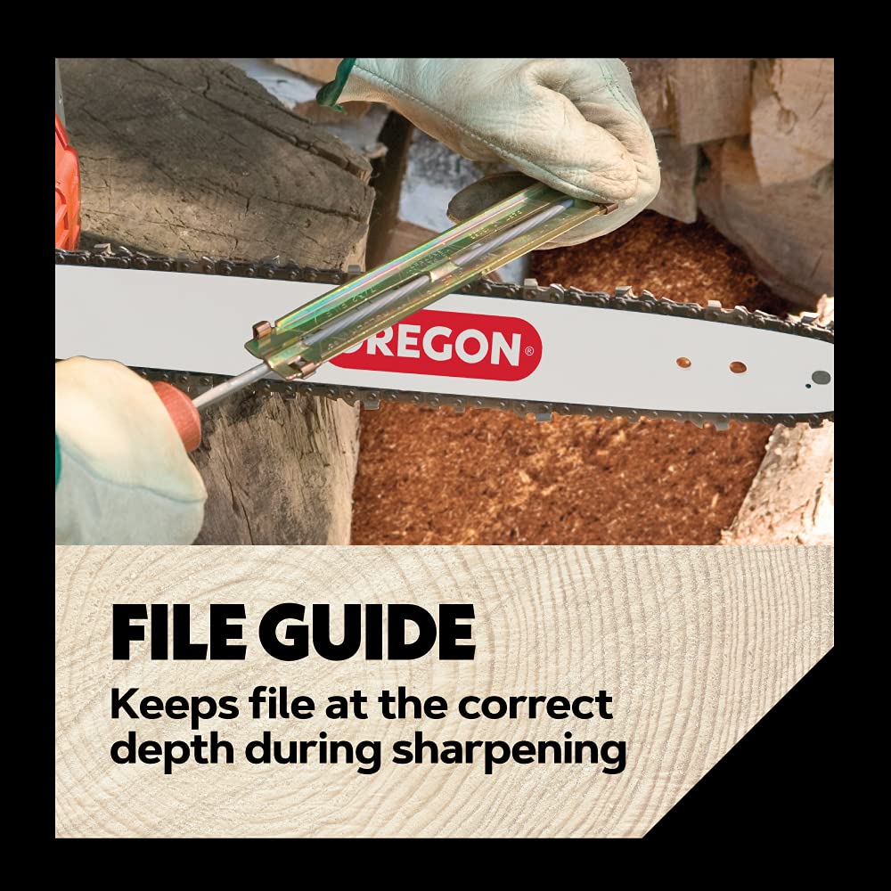Oregon Universal Chainsaw Field Sharpening Kit - Includes 5/32-inch, 3/16-inch, and 7/32-inch Round Files, Flat File, Handle, Filing Guide, and Pouch