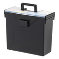 IRIS USA Portable File Box With Handle, Slim w/Organizer Lid, Plastic File Organizer Box for Letter Files, Hanging Filing Folder Organizer, Lockable, Secure Buckle, Black