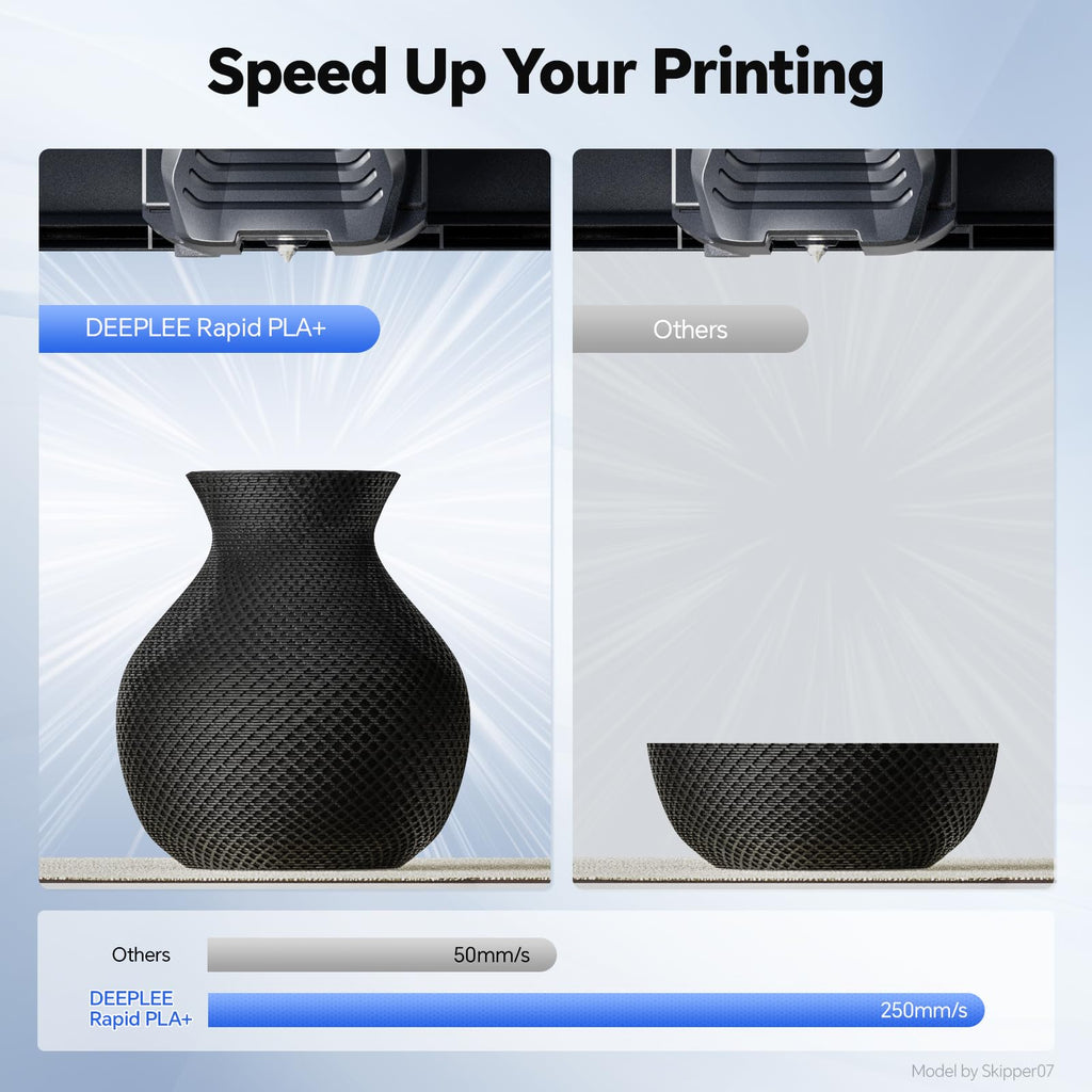 DEEPLEE Rapid PLA Plus Filament 1.75mm, High Speed 3D Printer Filament Up to 600mm/s, PLA+ Filament Dimensional Accuracy +/- 0.02 mm Fits Most FDM 3D Printer, Cardboard Spool Black 1kg