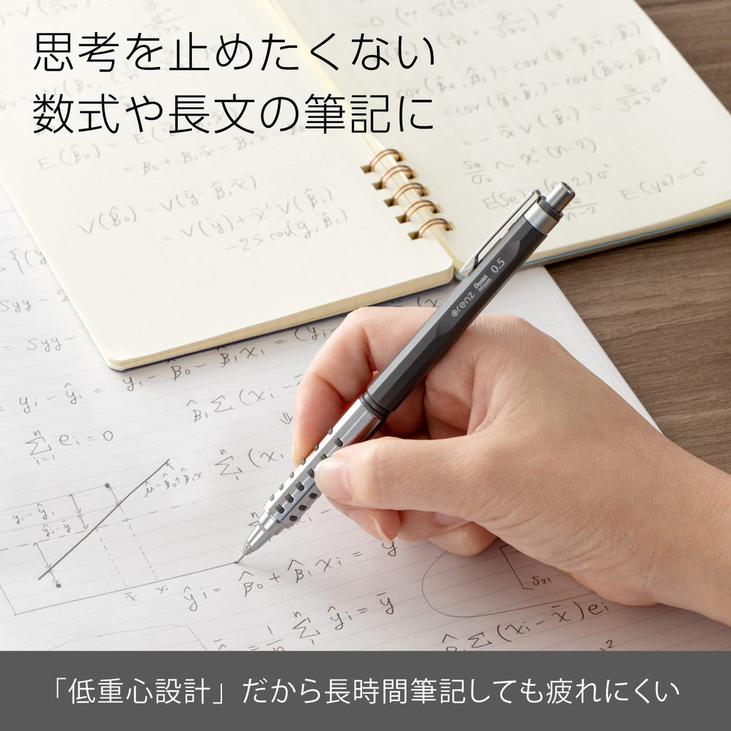 Pentel Orenz Metal Grip, Retractable Mechanical Pencil with Sliding Sleeve Technology, (0.5mm), Grey Barrel, XPP2005-N, 1 Pack