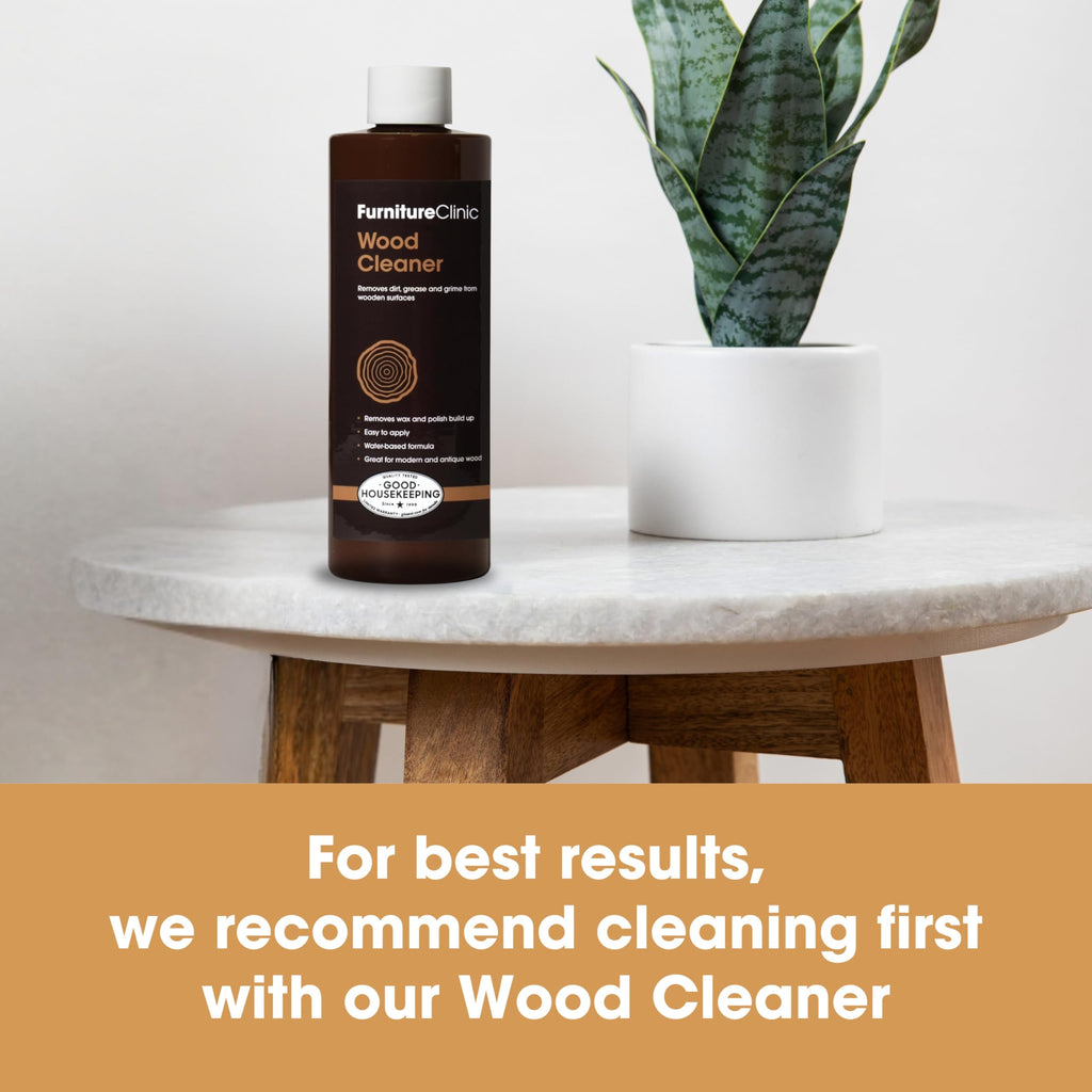 Furniture Clinic Wood Wax & Polish | Clean, Nourish & Protect Wood Furniture & Kitchen Cabinets from Dryness & Scratches | Orange Oil & Beeswax | Use on Treated & Untreated Surfaces (17oz / 500ml)