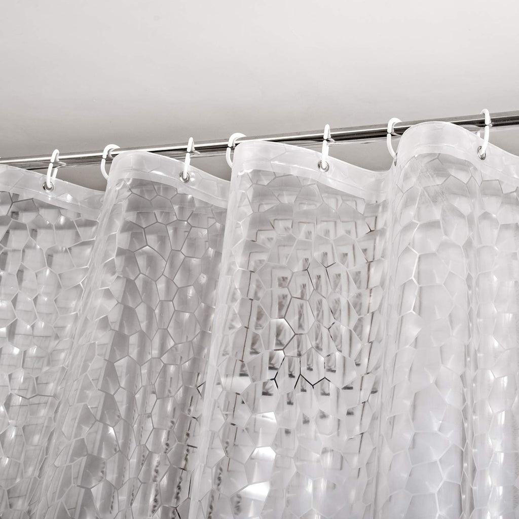 WELTRXE Heavy Duty EVA Shower Curtain Liner with Magnets Waterproof 3D Water Cube Clear Bathroom Shower Curtains,No Smell,72x72 Inch,12 Hooks