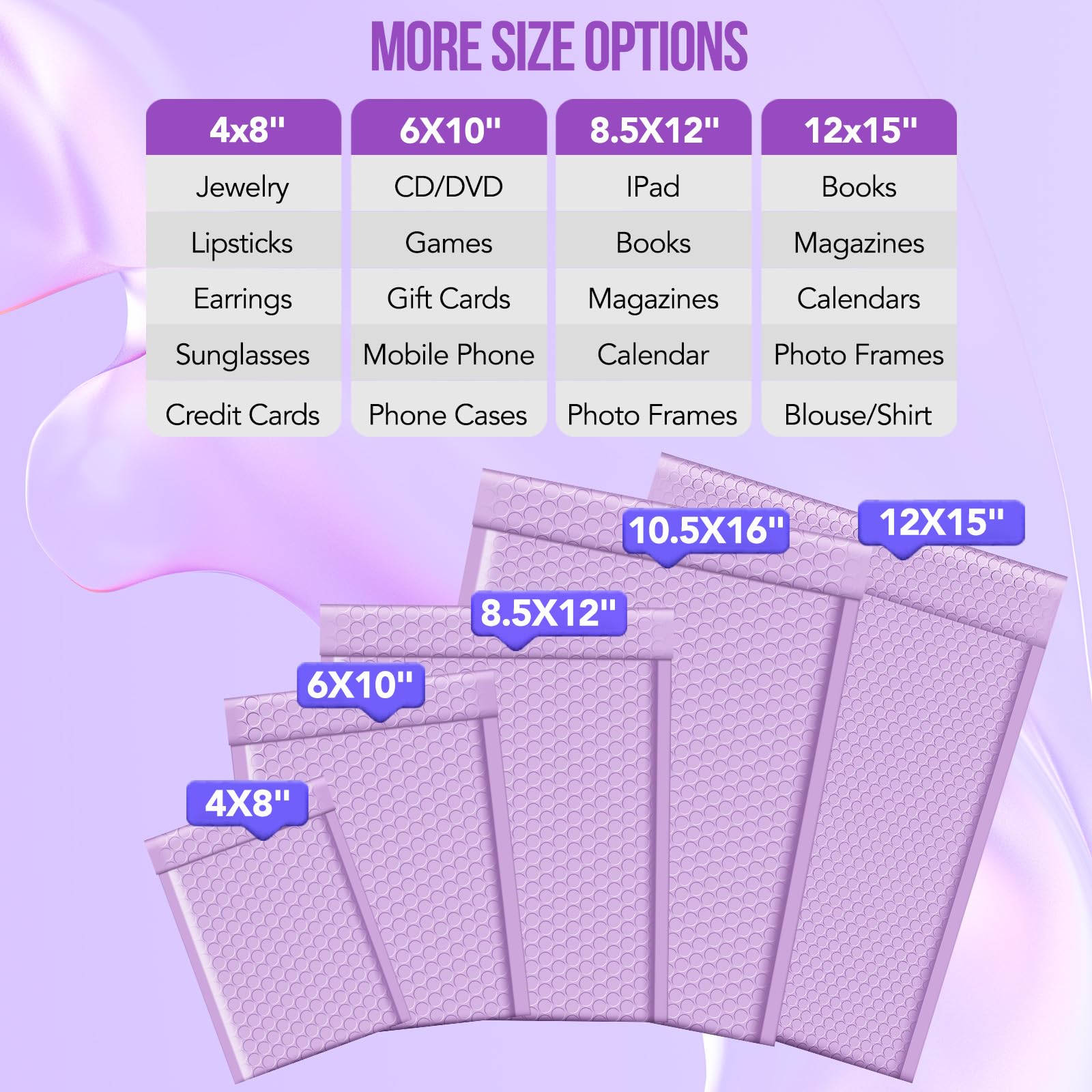 Fuxury Bubble Mailers 12x15" Lavender Purple Padded Envelopes 25 Pack Large Bubble Mailer Strong Adhesion Padded Mailer,Self-Seal Envelope for Mailing Small Business,Magazine, Clothing.